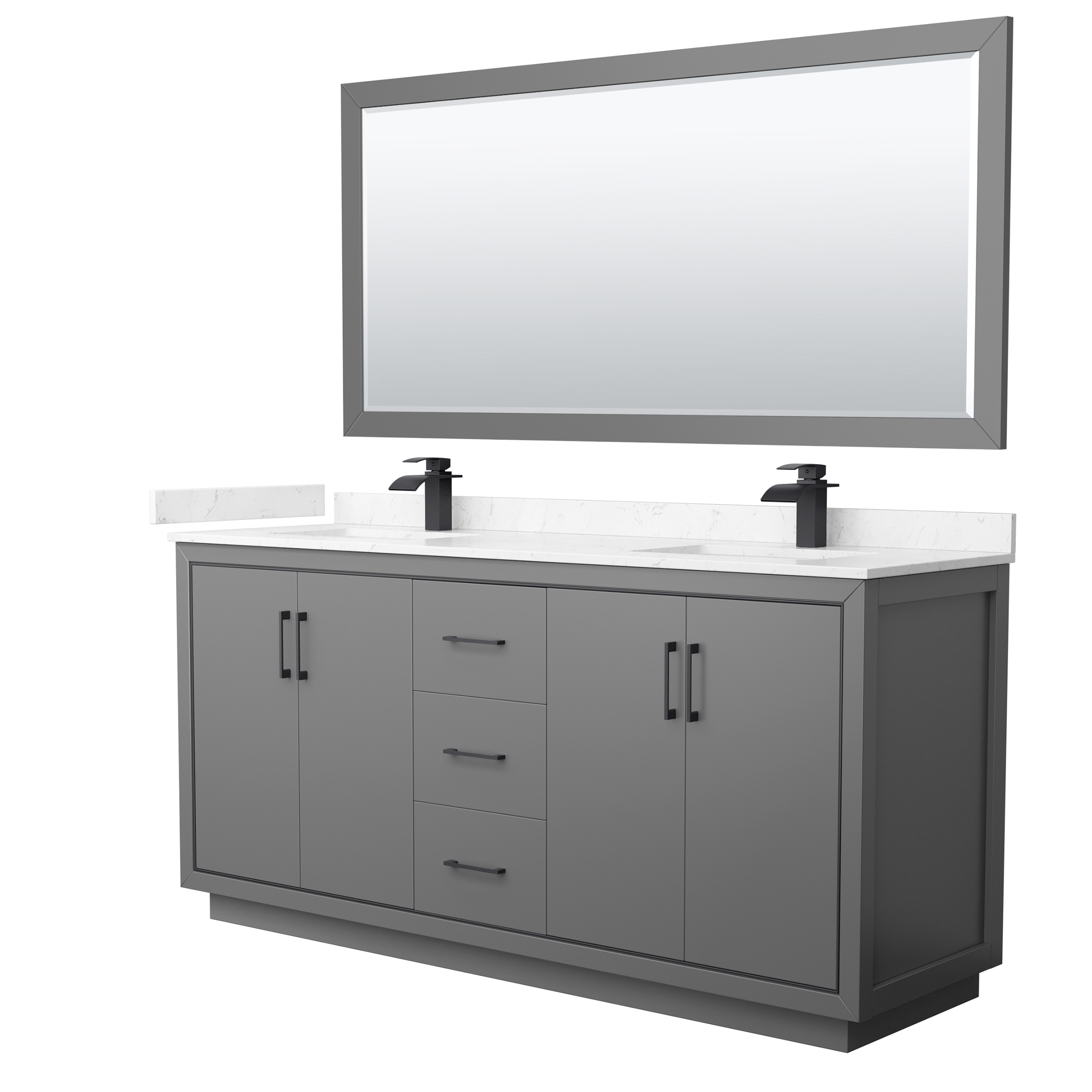 Icon 72" Double Vanity with optional Cultured Marble Counter - Dark Blue WC-1111-72-DBL-VAN-BLU-