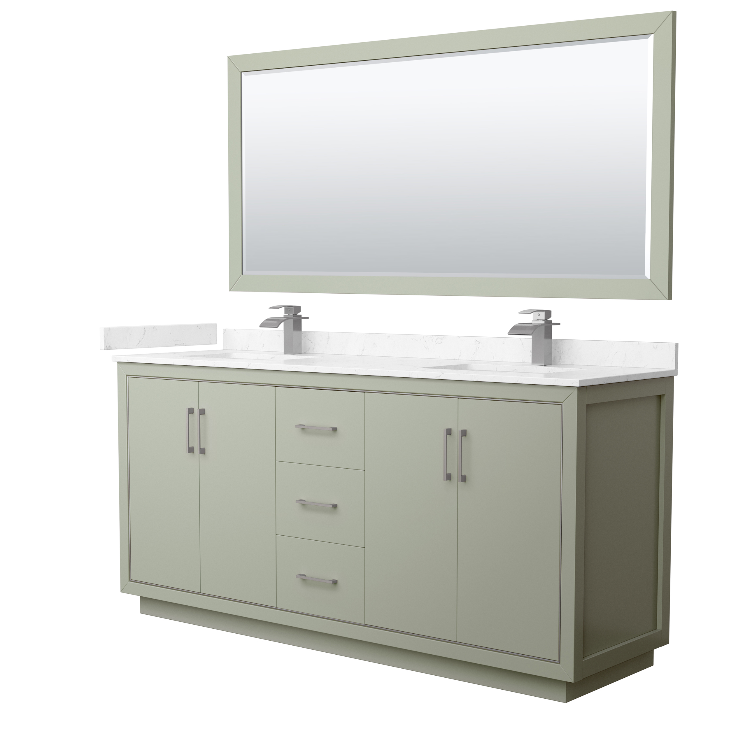 Icon 72" Double Vanity with optional Cultured Marble Counter - Dark Blue WC-1111-72-DBL-VAN-BLU-