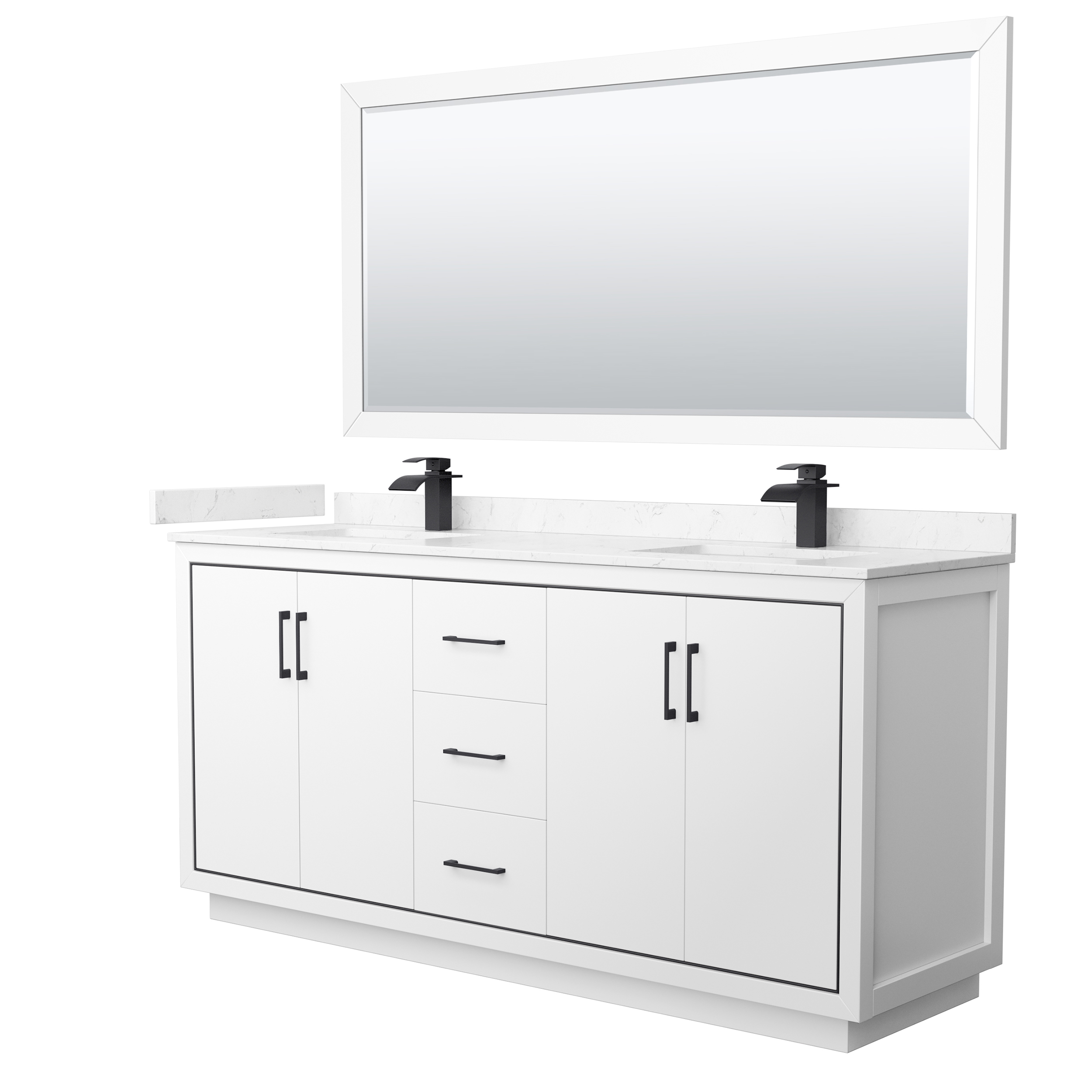 Icon 72" Double Vanity with optional Cultured Marble Counter - Dark Blue WC-1111-72-DBL-VAN-BLU-