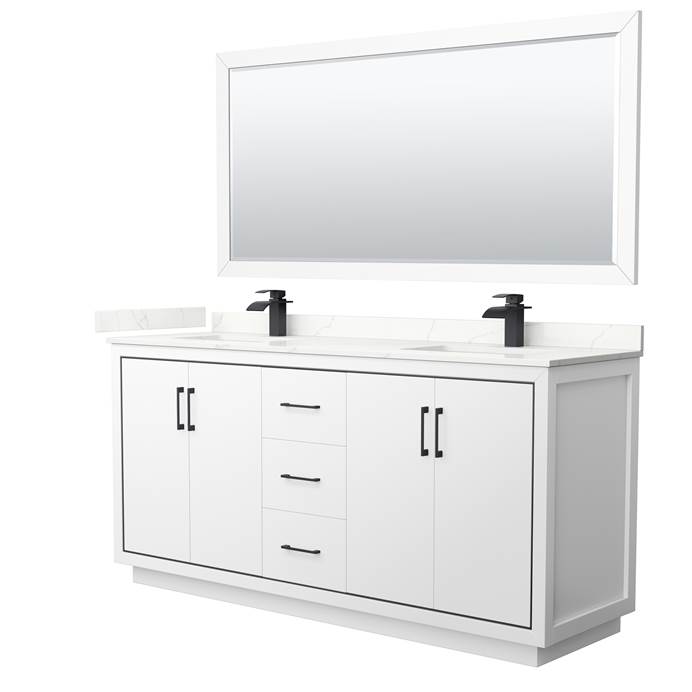 Icon 72" Double Vanity with optional Quartz or Carrara Marble Counter - White WC-1111-72-DBL-VAN-WHT_