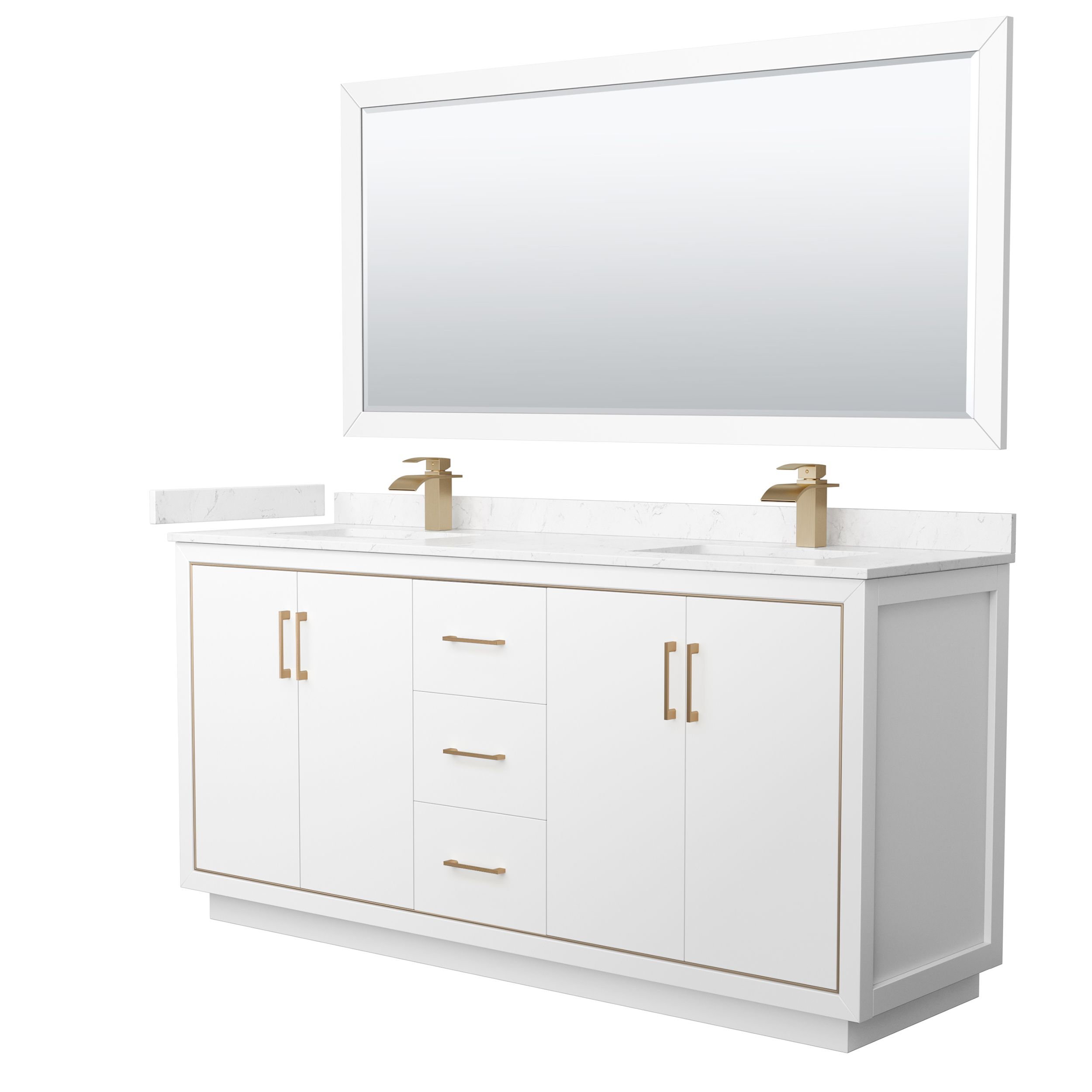Icon 72" Double Vanity with optional Quartz or Carrara Marble Counter - White WC-1111-72-DBL-VAN-WHT_
