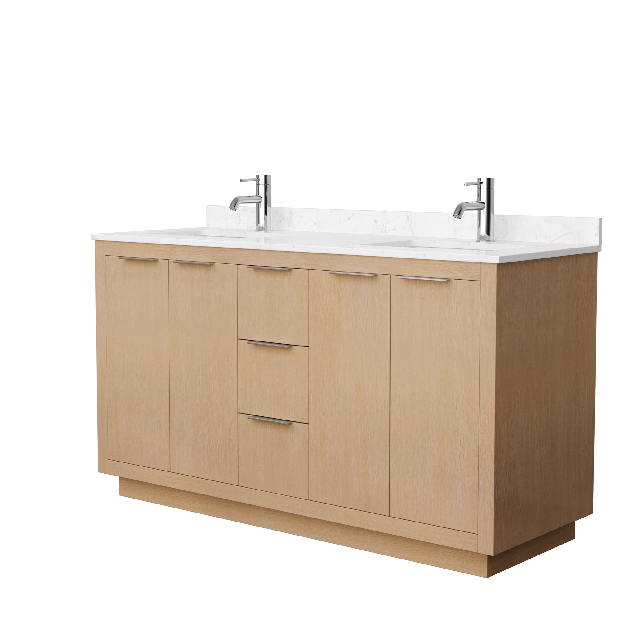 Maroni 60" Double Vanity with optional Quartz or Carrara Marble Counter - Light Straw WC-2828-60-DBL-VAN-LST--