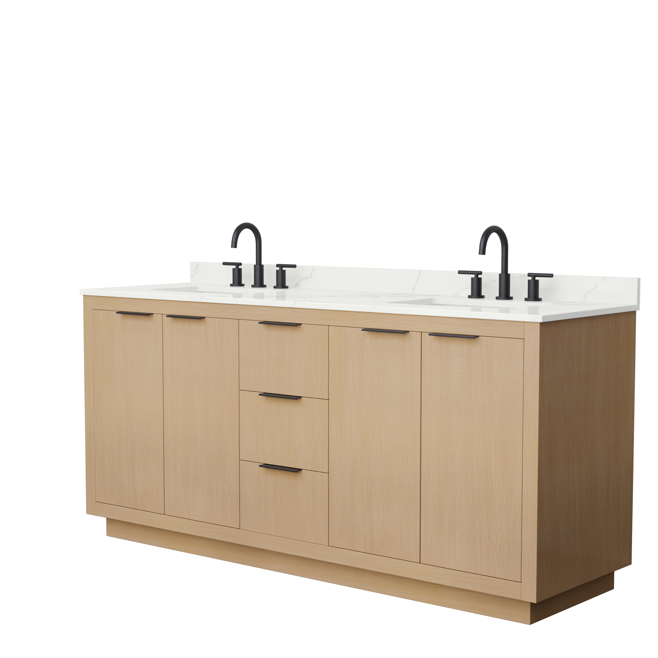 Maroni 72" Double Vanity with optional Quartz or Carrara Marble Counter - Light Straw WC-2828-72-DBL-VAN-LST--