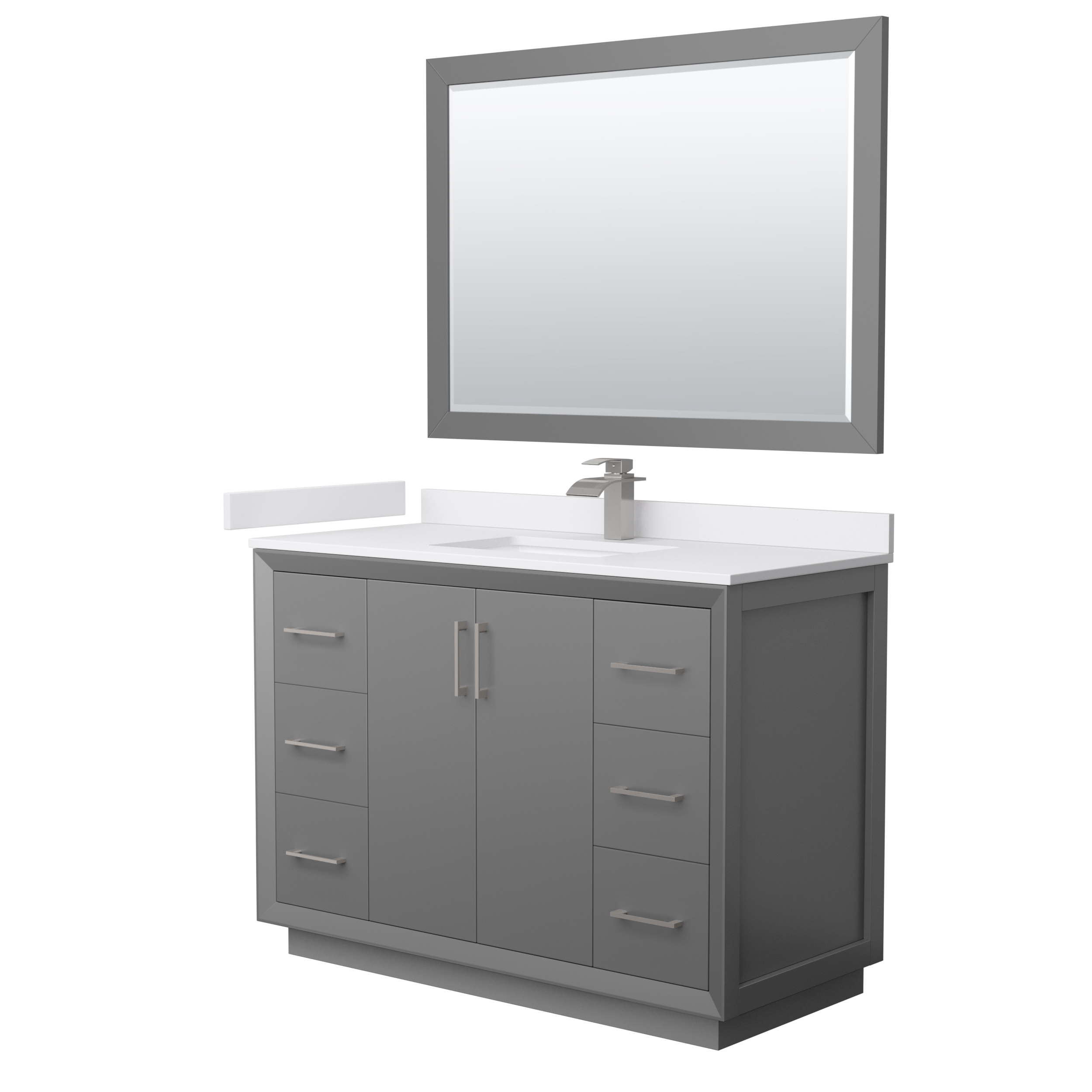 Strada 48" Single Vanity with optional Cultured Marble Counter - Dark Gray WC-4141-48-SGL-VAN-DKG-