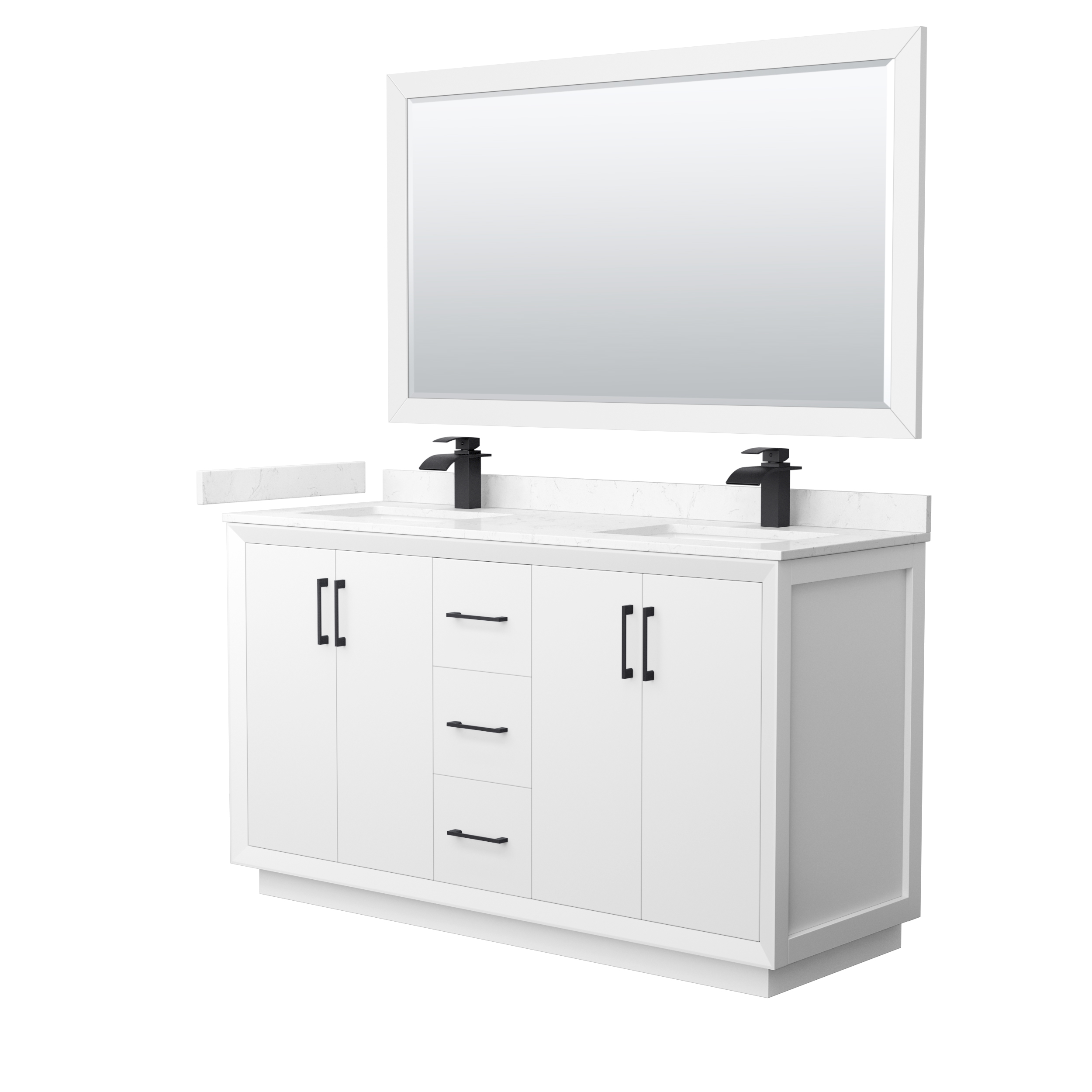 Strada 60" Double Vanity with optional Cultured Marble Counter - Dark Gray WC-4141-60-DBL-VAN-DKG-