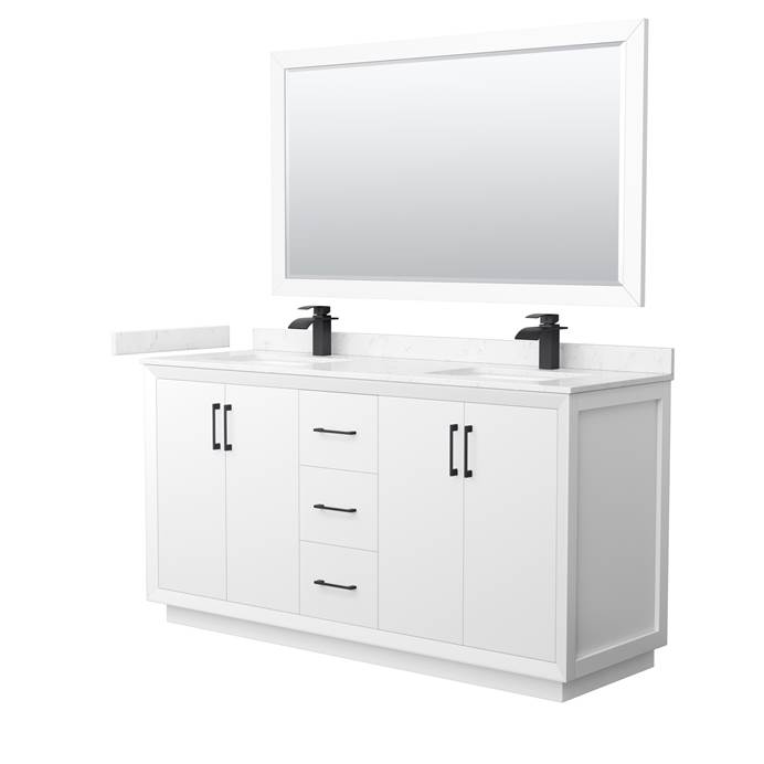 Strada 66" Double Vanity with optional Cultured Marble Counter - Dark Gray WC-4141-66-DBL-VAN-DKG-