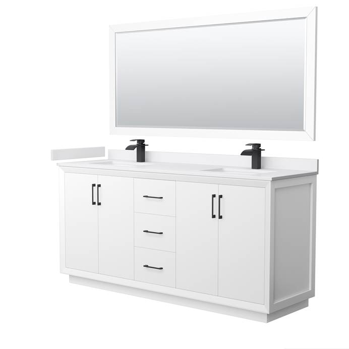Strada 72" Double Vanity with optional Cultured Marble Counter - Dark Gray WC-4141-72-DBL-VAN-DKG-