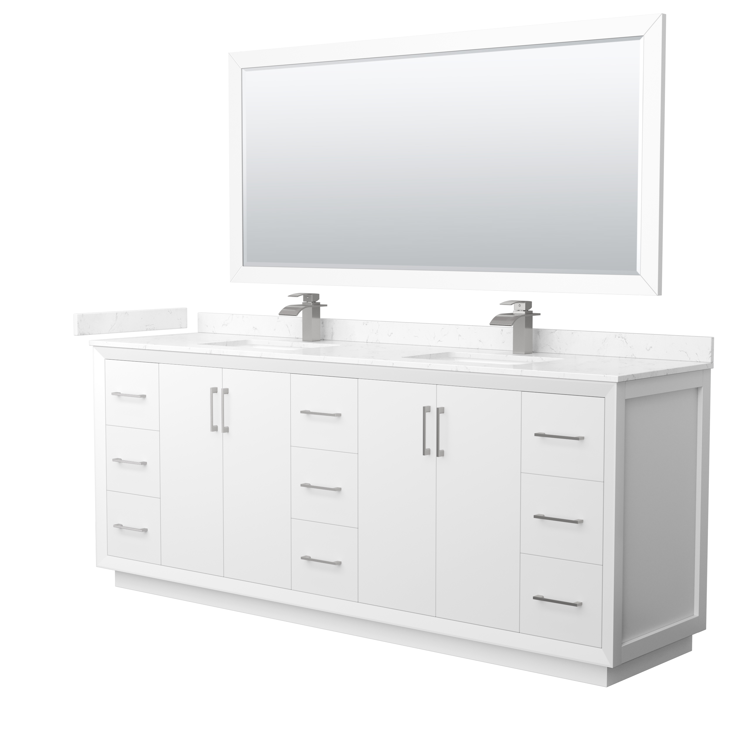 Strada 84" Double Vanity with optional Cultured Marble Counter - Dark Gray WC-4141-84-DBL-VAN-DKG-