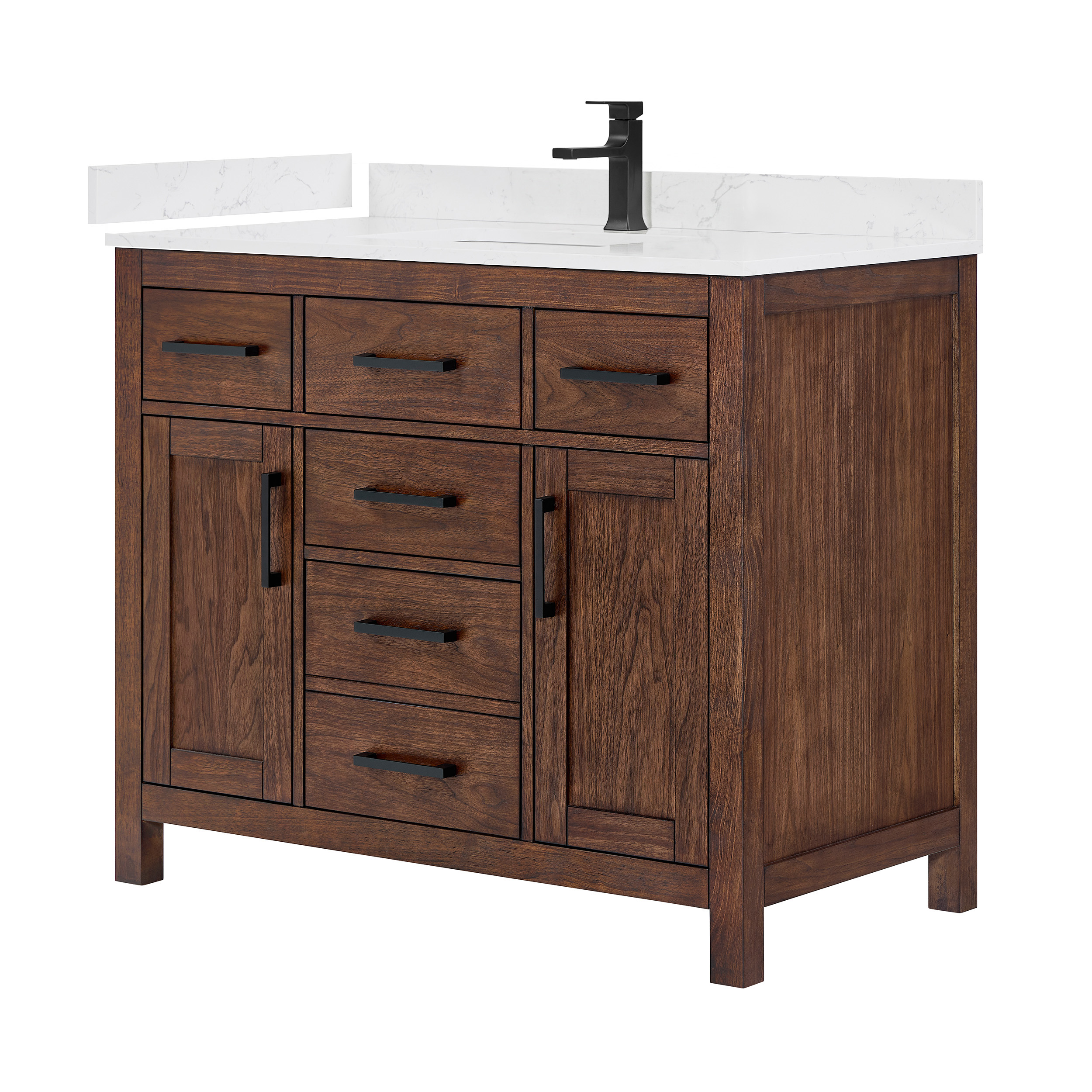 Beckett 42" Single Bathroom Vanity - Dark Walnut WC-2424-42-SGL-VAN-DWT