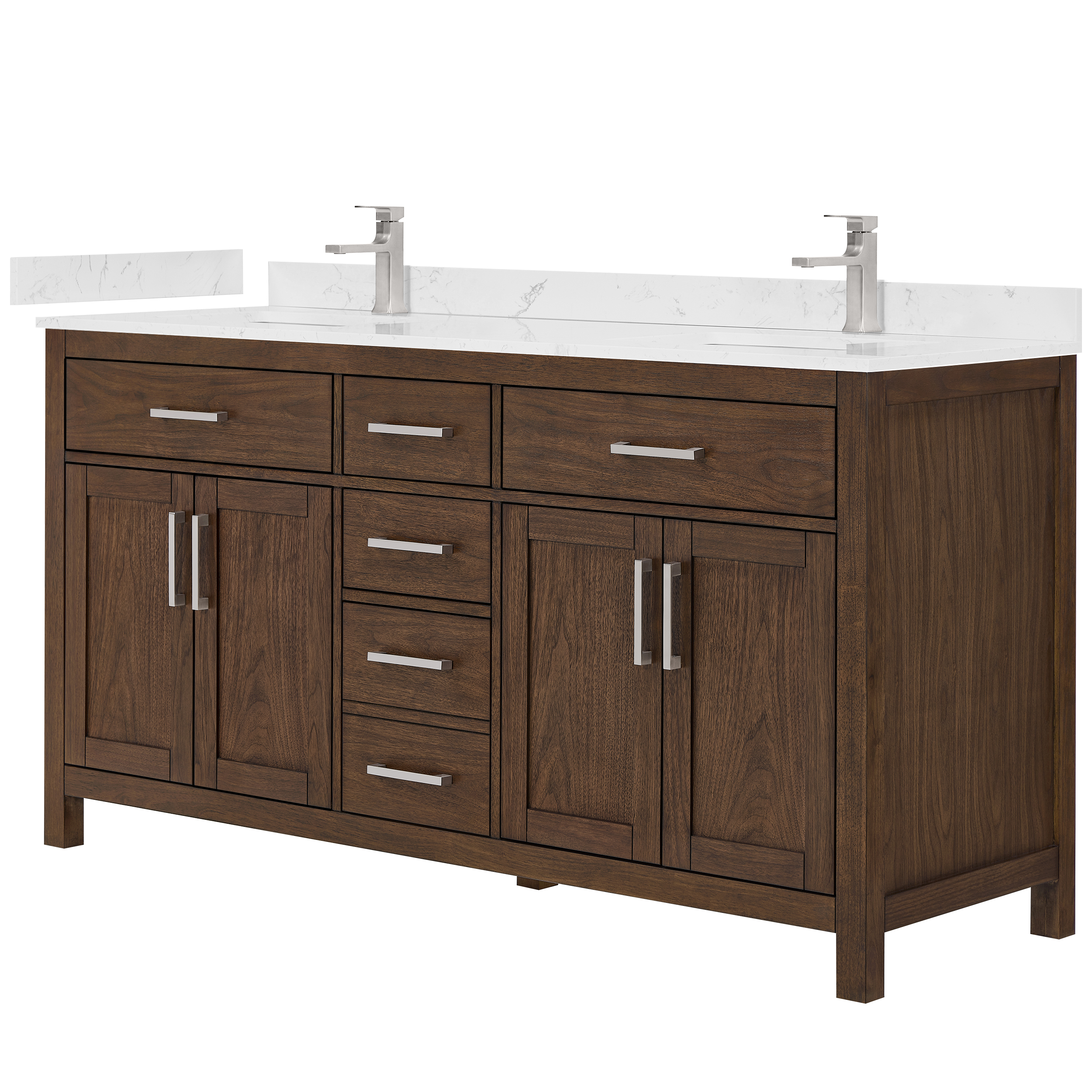 Beckett 66" Double Bathroom Vanity - Dark Walnut WC-2424-66-DBL-VAN-DWT