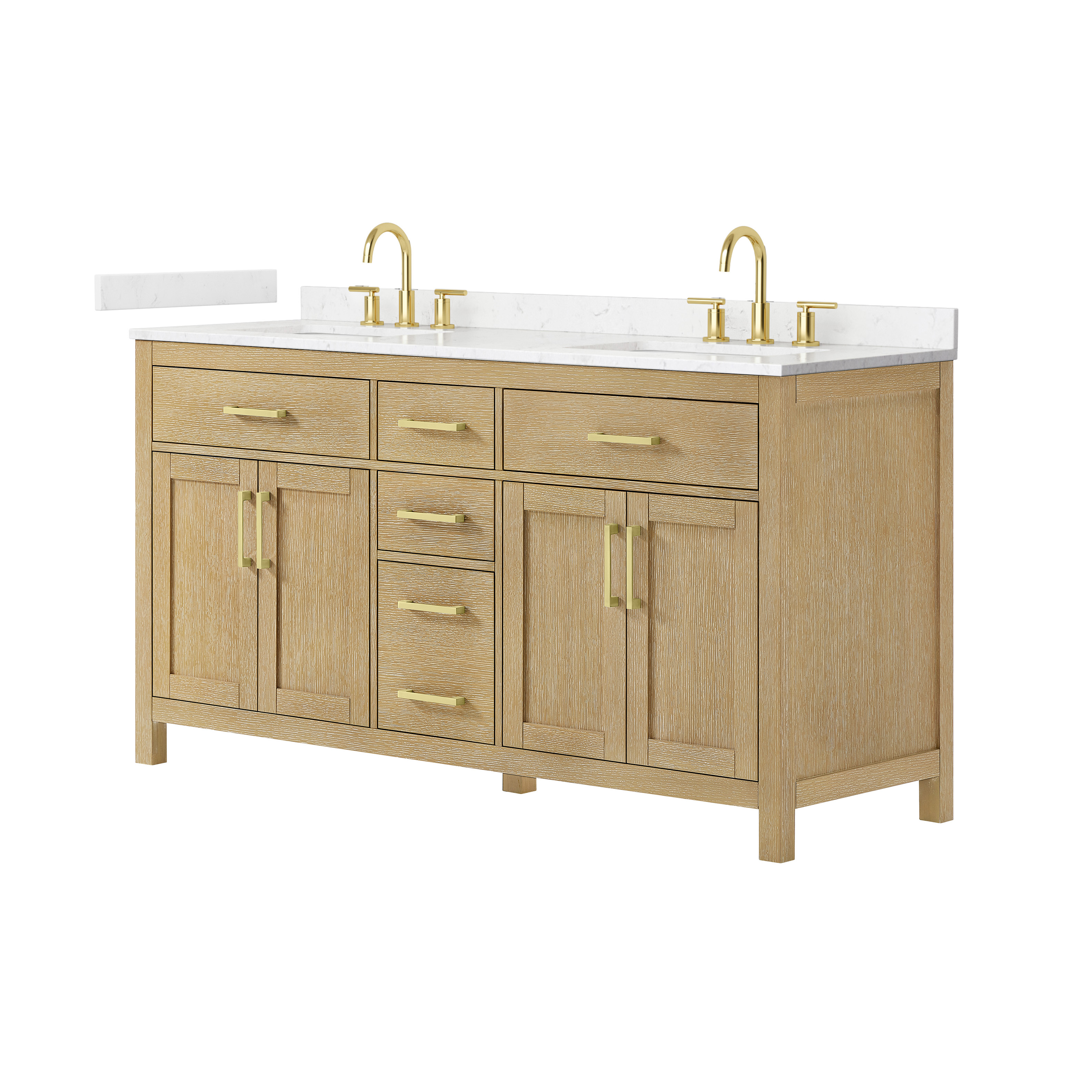 Beckett 66" Double Bathroom Vanity - Whitewashed Oak WC-2424-66-DBL-VAN-WWO