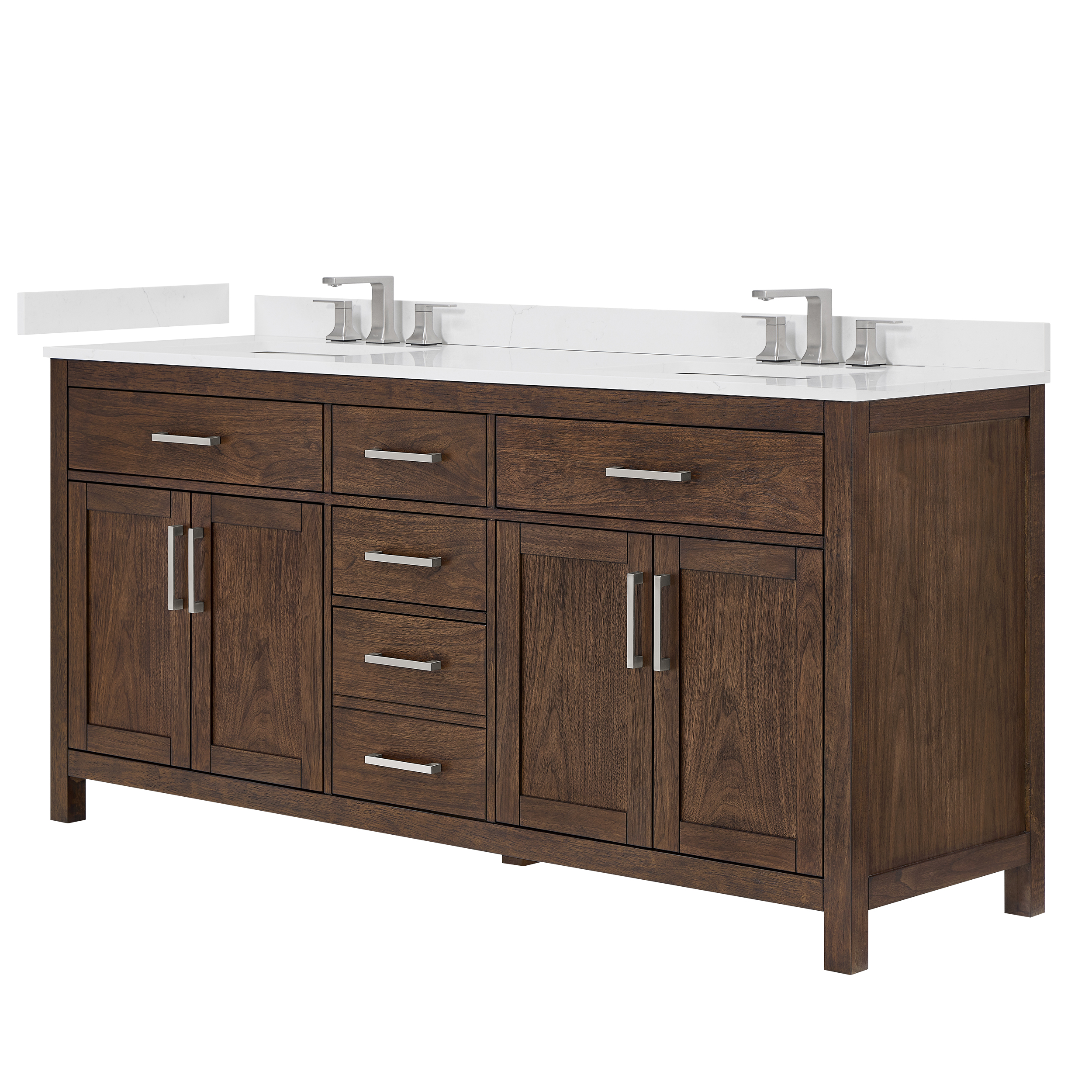 Beckett 72" Double Bathroom Vanity - Dark Walnut WC-2424-72-DBL-VAN-DWT