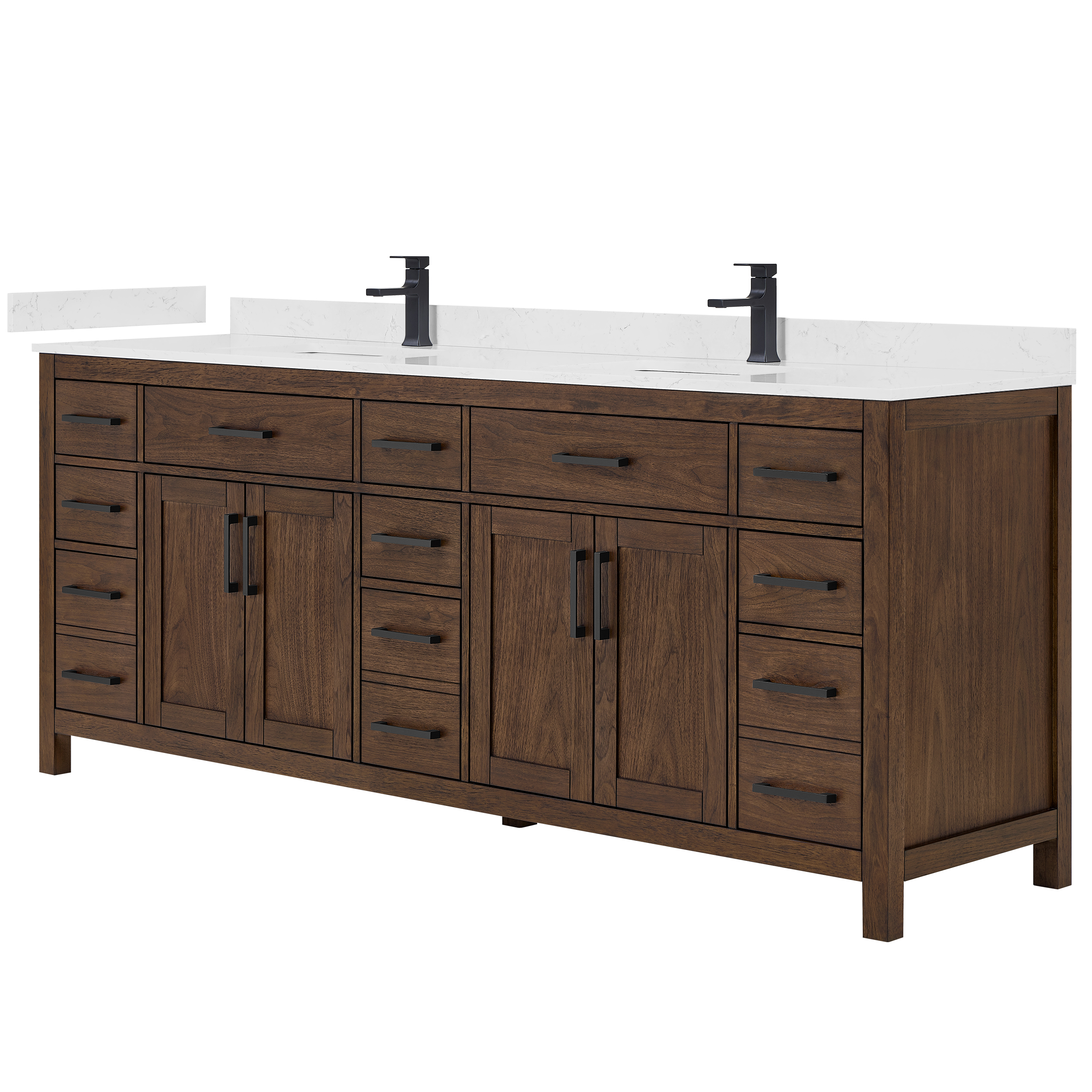 Beckett 84" Double Bathroom Vanity - Dark Walnut WC-2424-84-DBL-VAN-DWT