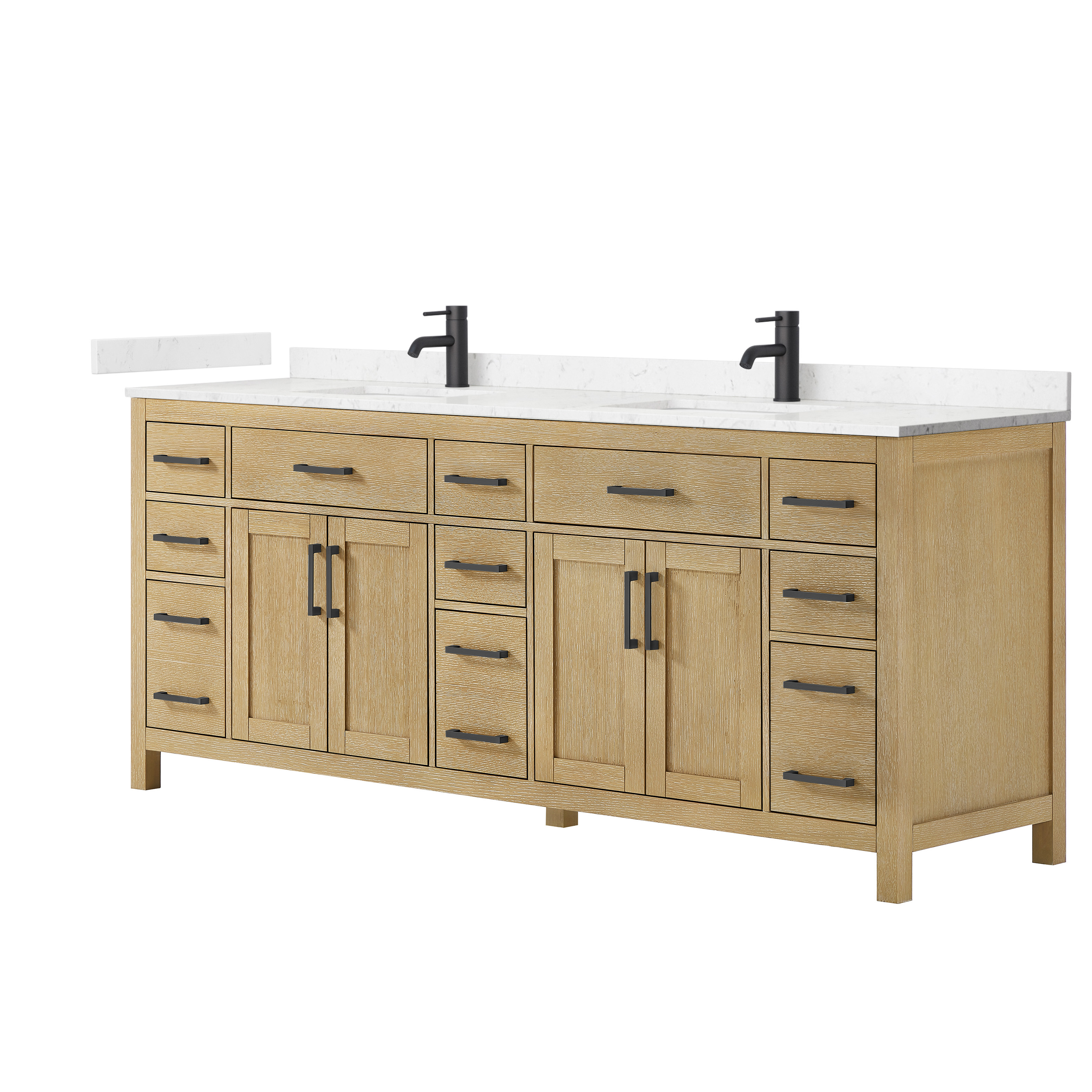 Beckett 84" Double Bathroom Vanity - Whitewashed Oak WC-2424-84-DBL-VAN-WWO