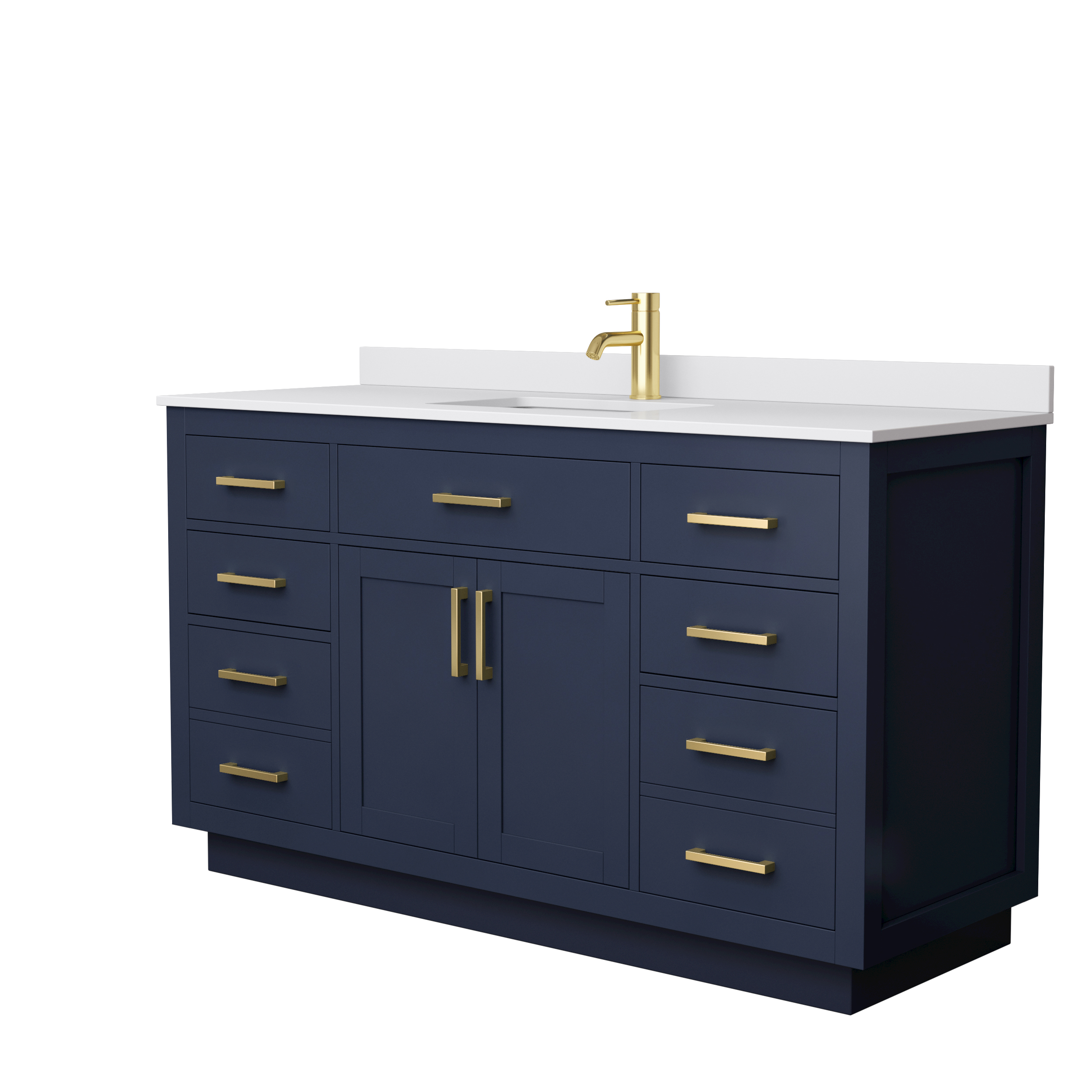 Beckett 60" Single Vanity with Toe Kick - Dark Blue WC-2626-60-SGL-VAN-BLU