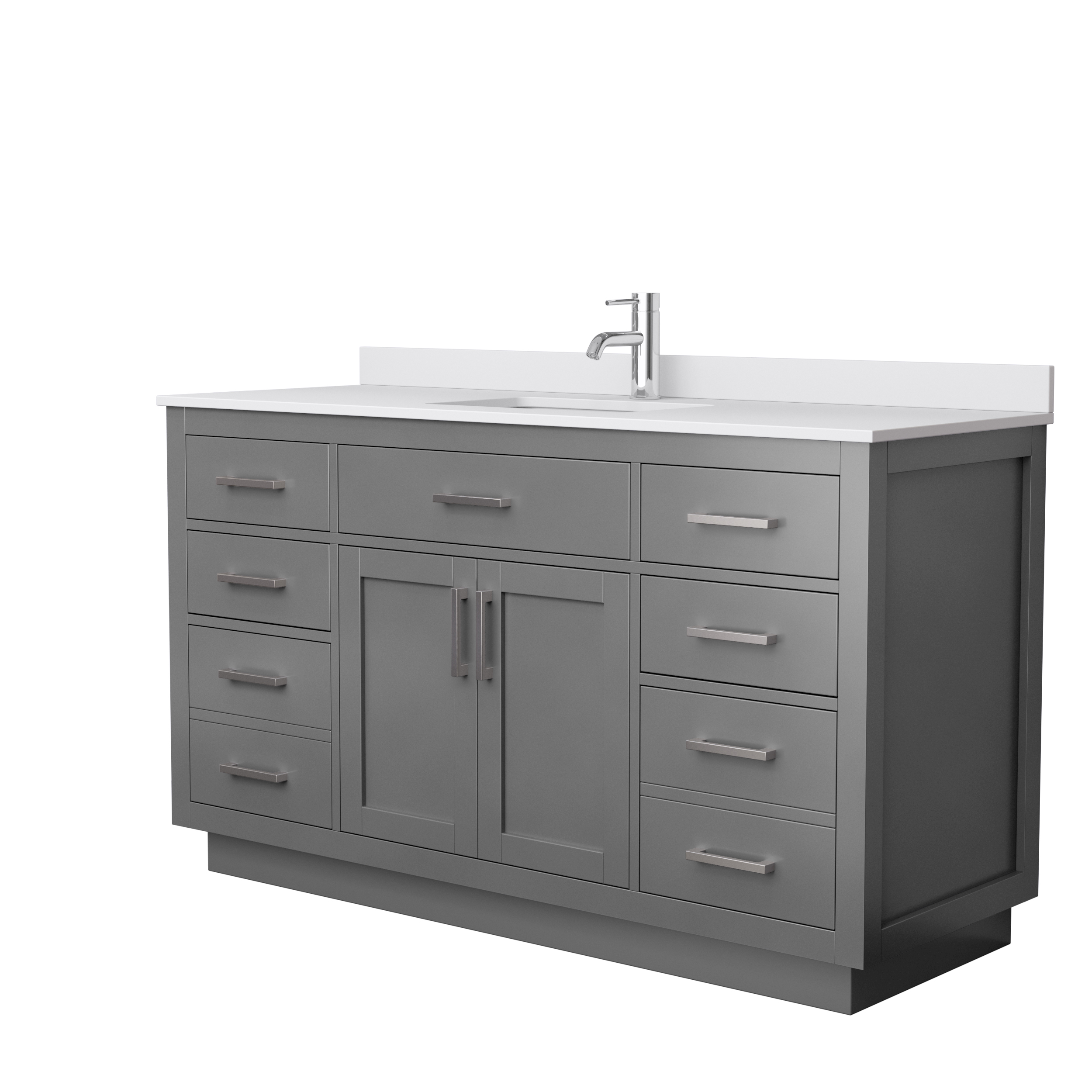 Beckett 60" Single Vanity with Toe Kick - Dark Gray WC-2626-60-SGL-VAN-DKG