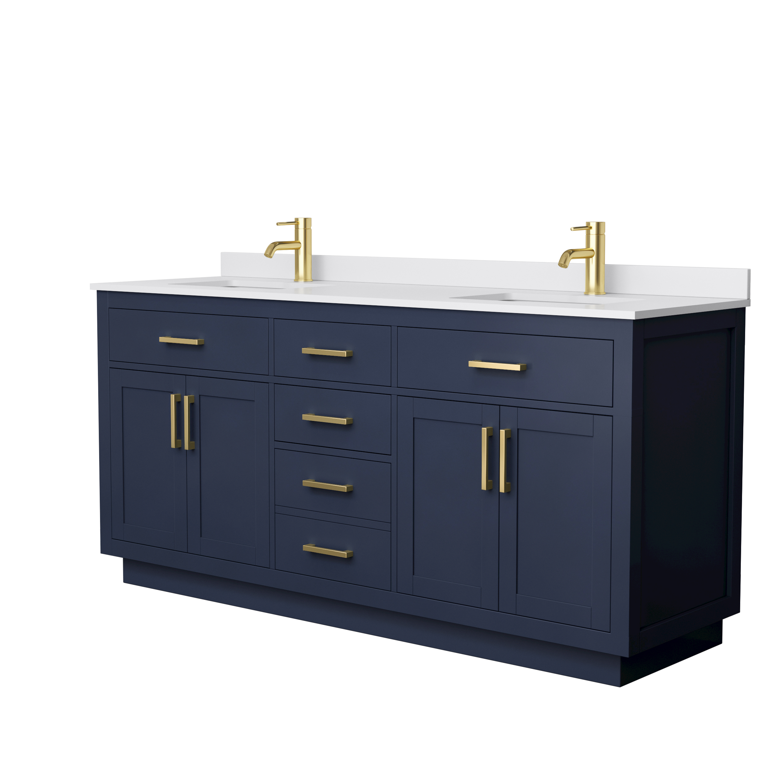 Beckett 72" Double Vanity with Toe Kick - Dark Blue WC-2626-72-DBL-VAN-BLU