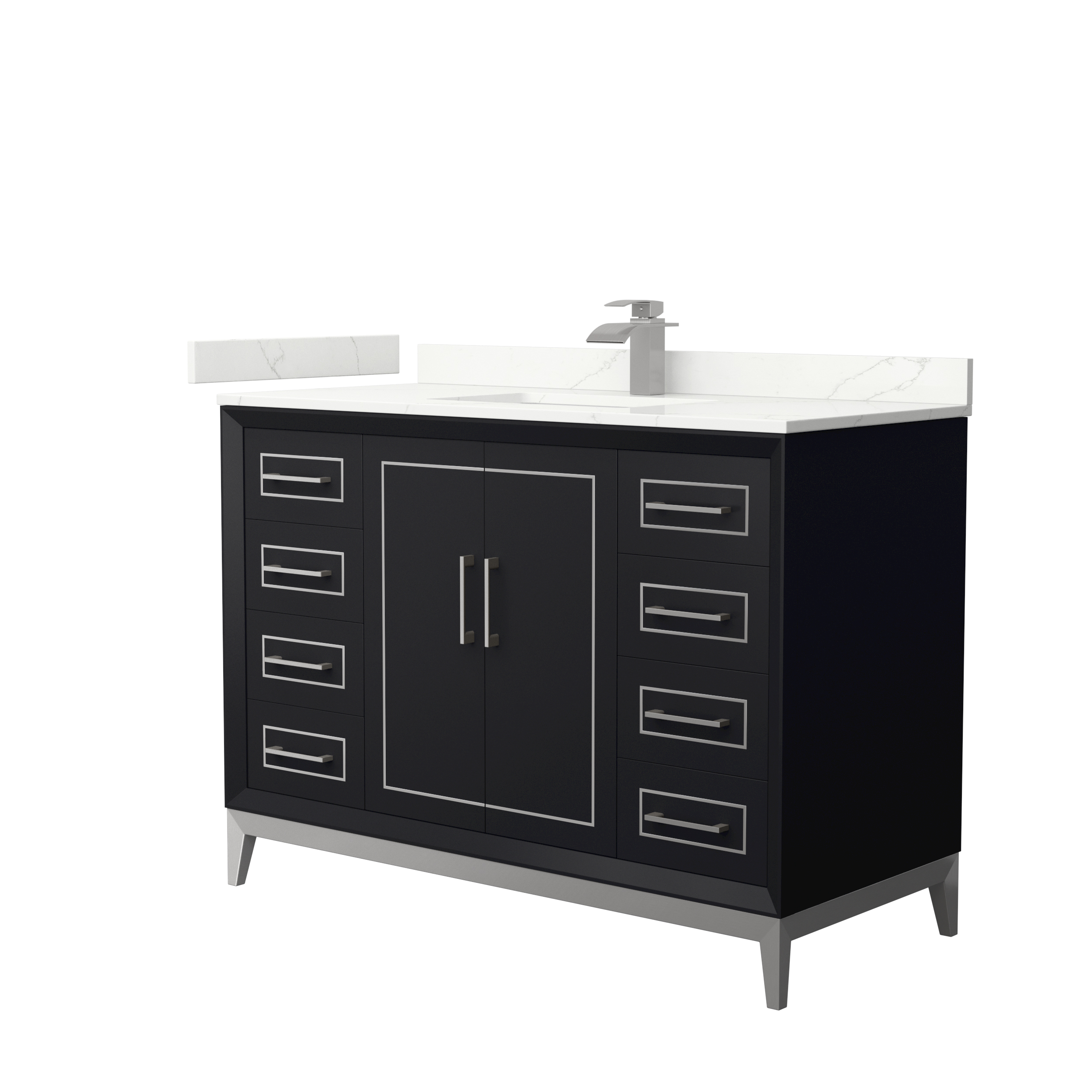 Marlena 48" Single Vanity with optional Quartz or Carrara Marble Counter - Black WC-5151-48-SGL-VAN-BLK_