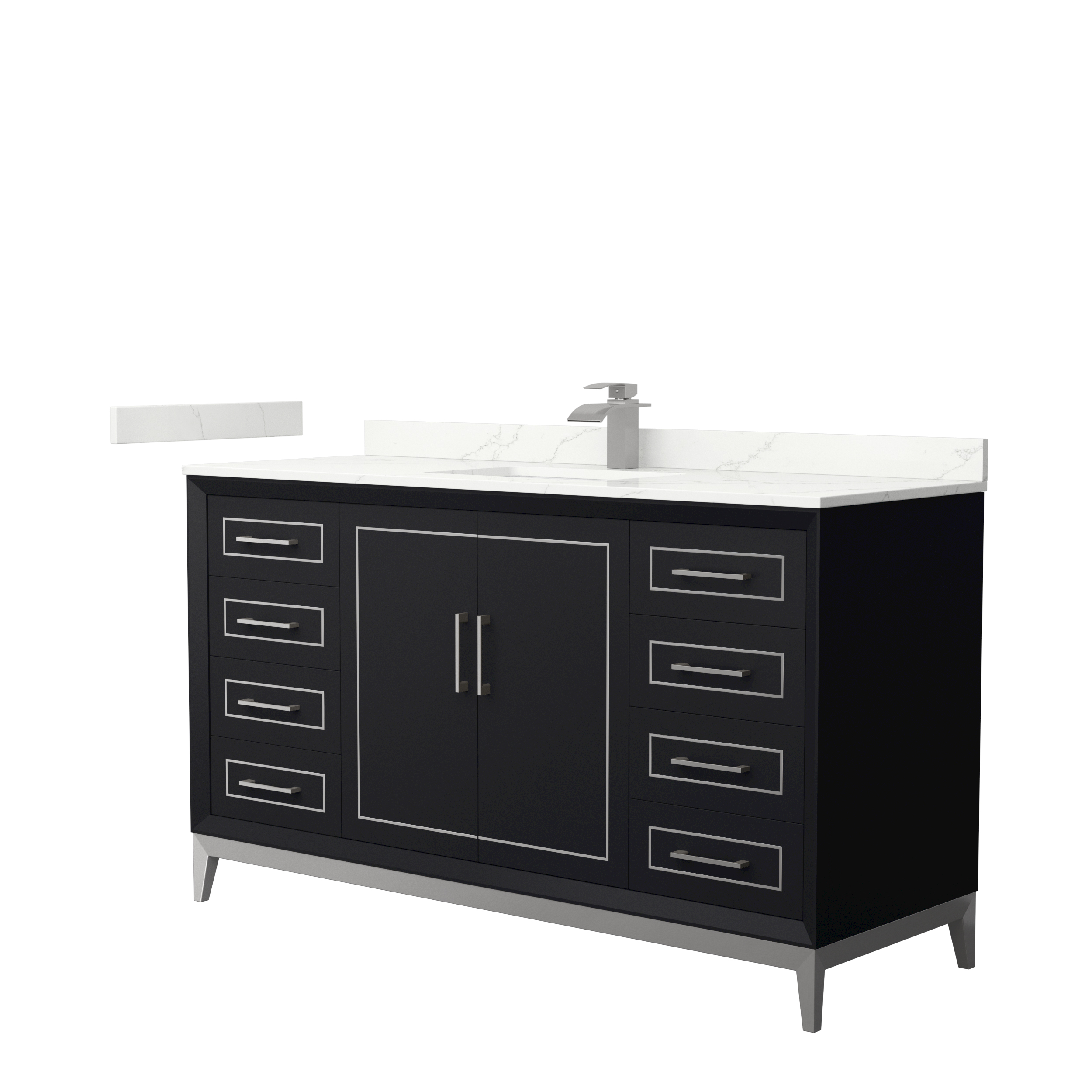 Marlena 60" Single Vanity with optional Quartz or Carrara Marble Counter - Black WC-5151-60-SGL-VAN-BLK_