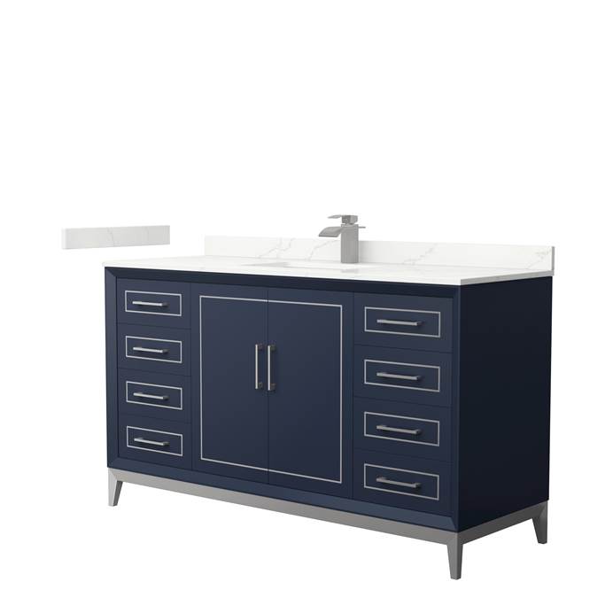 Marlena 60" Single Vanity with optional Quartz or Carrara Marble Counter - Dark Blue WC-5151-60-SGL-VAN-BLU_