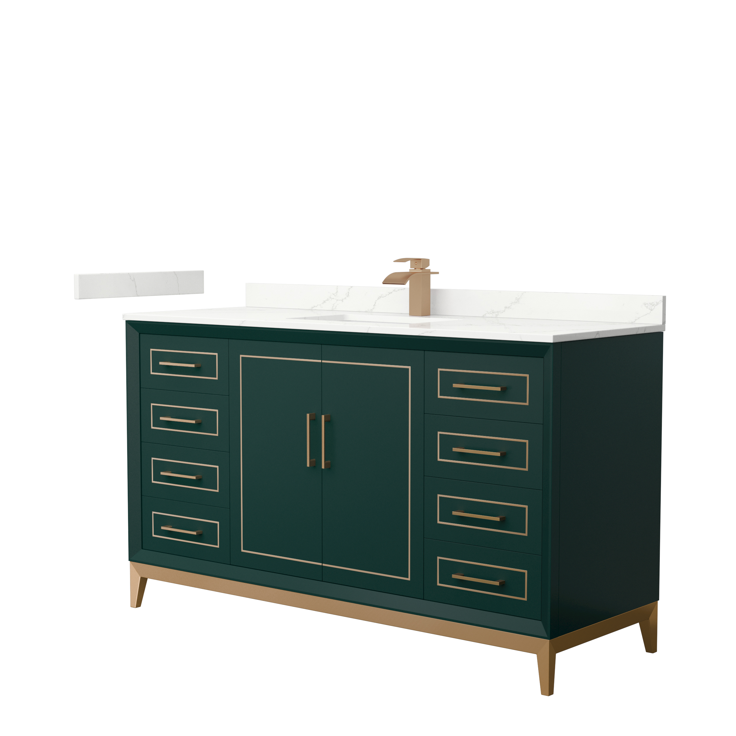 Marlena 60" Single Vanity with optional Quartz or Carrara Marble Counter - Green WC-5151-60-SGL-VAN-GRN_