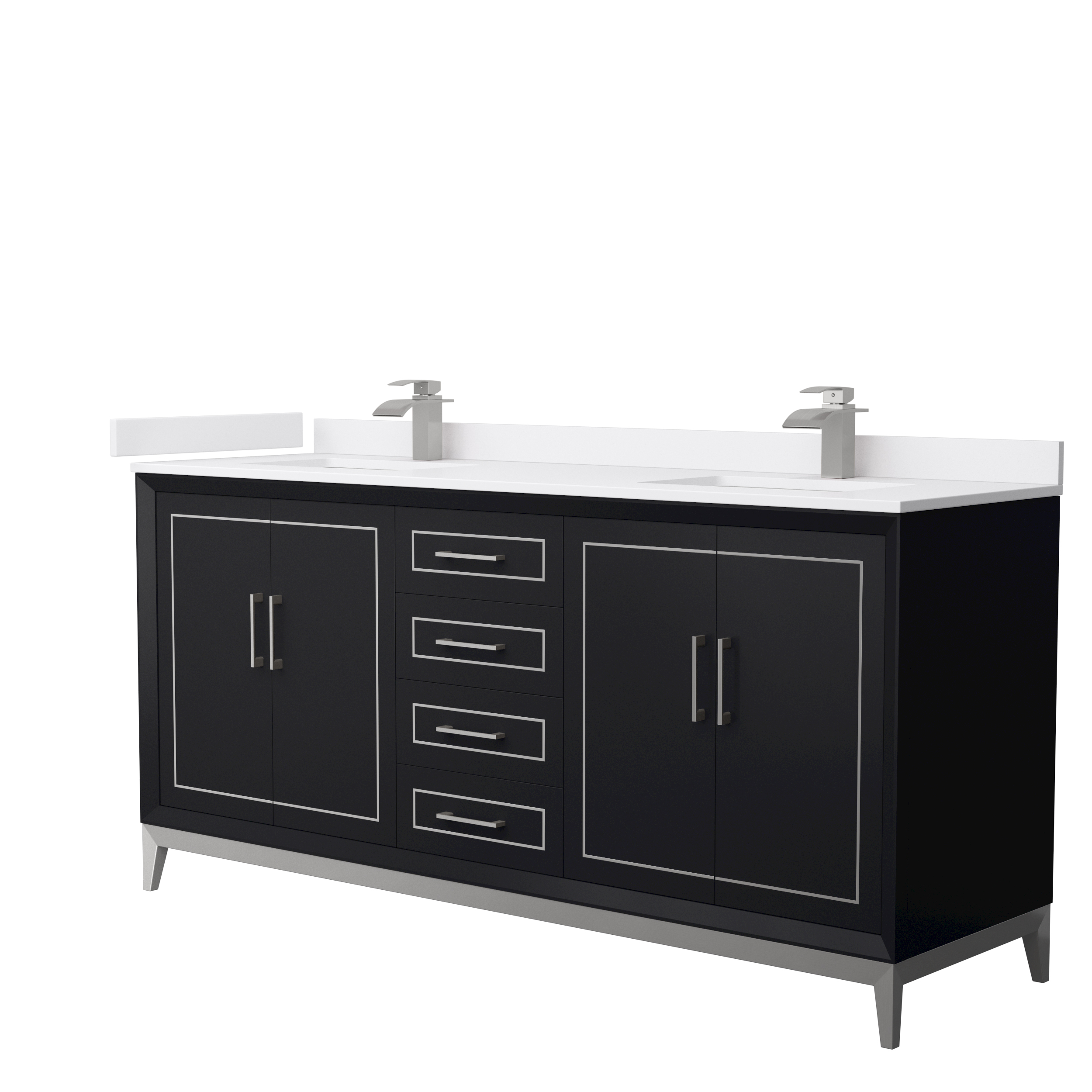 Marlena 72" Double Vanity with optional Cultured Marble Counter - Dark Blue WC-5151-72-DBL-VAN-BLU-