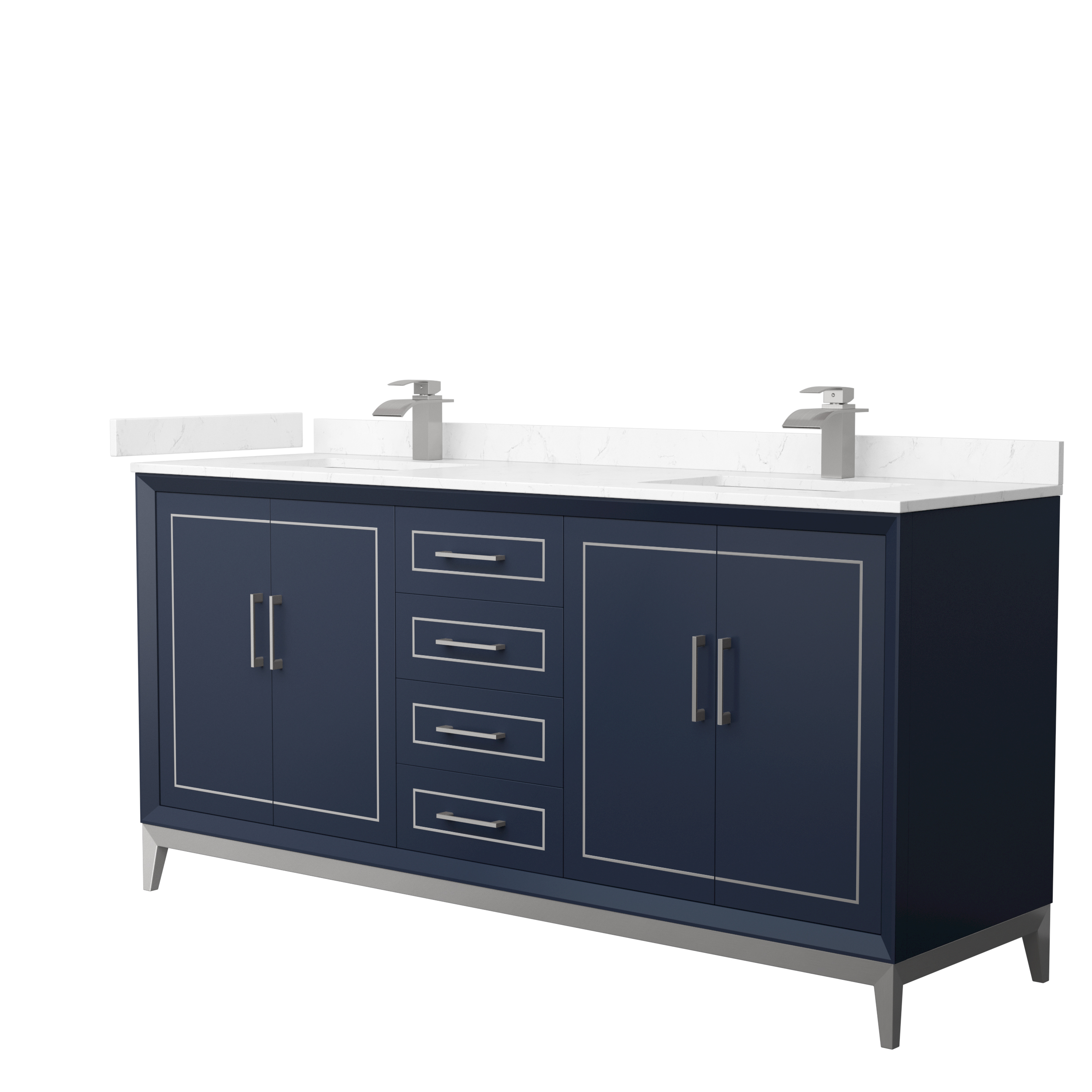 Marlena 72" Double Vanity with optional Cultured Marble Counter - Dark Blue WC-5151-72-DBL-VAN-BLU-