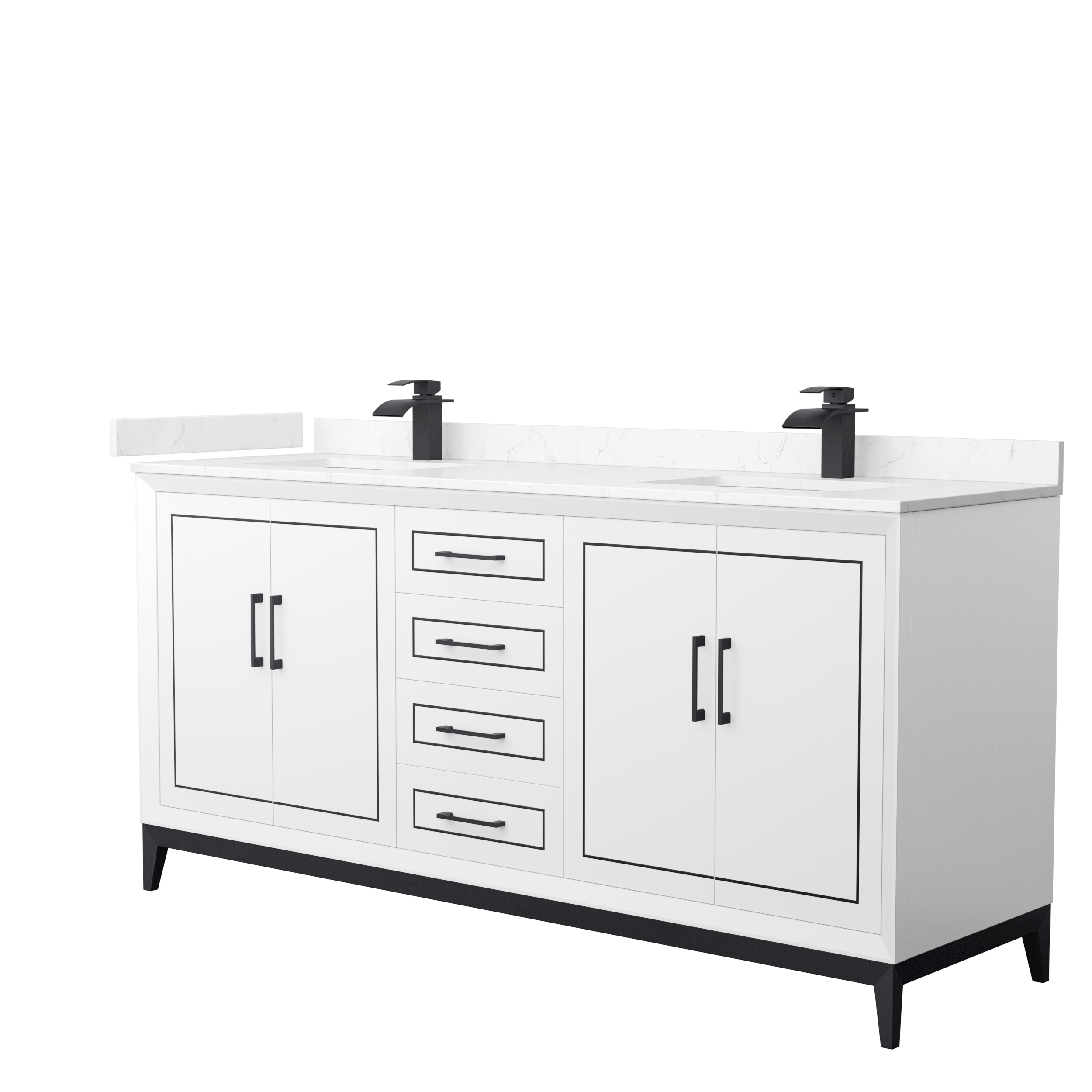 Marlena 72" Double Vanity with optional Cultured Marble Counter - Dark Blue WC-5151-72-DBL-VAN-BLU-