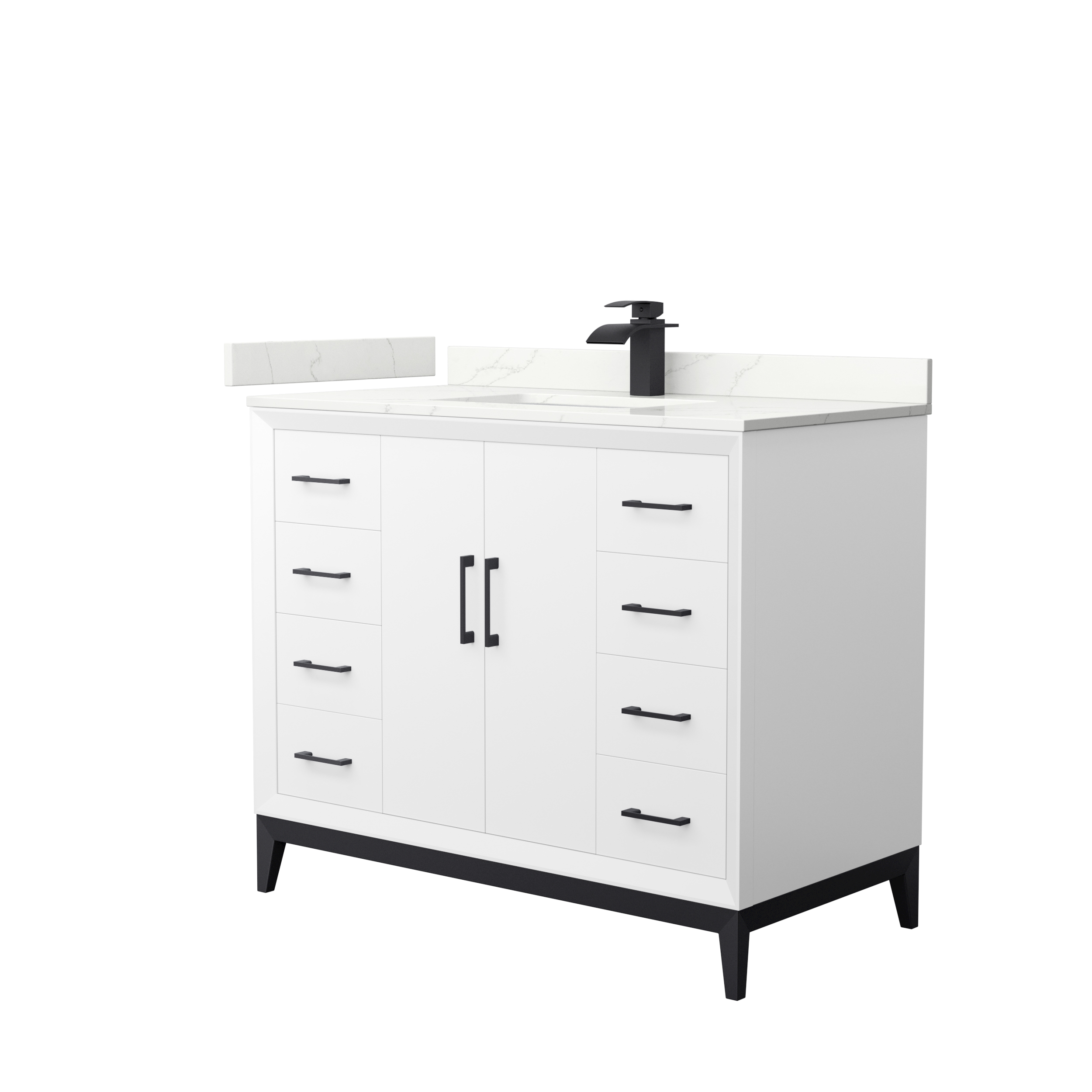 Amici 42" Single Vanity with optional Carrara Marble Counter - White WC-8181-42-SGL-VAN-WHT