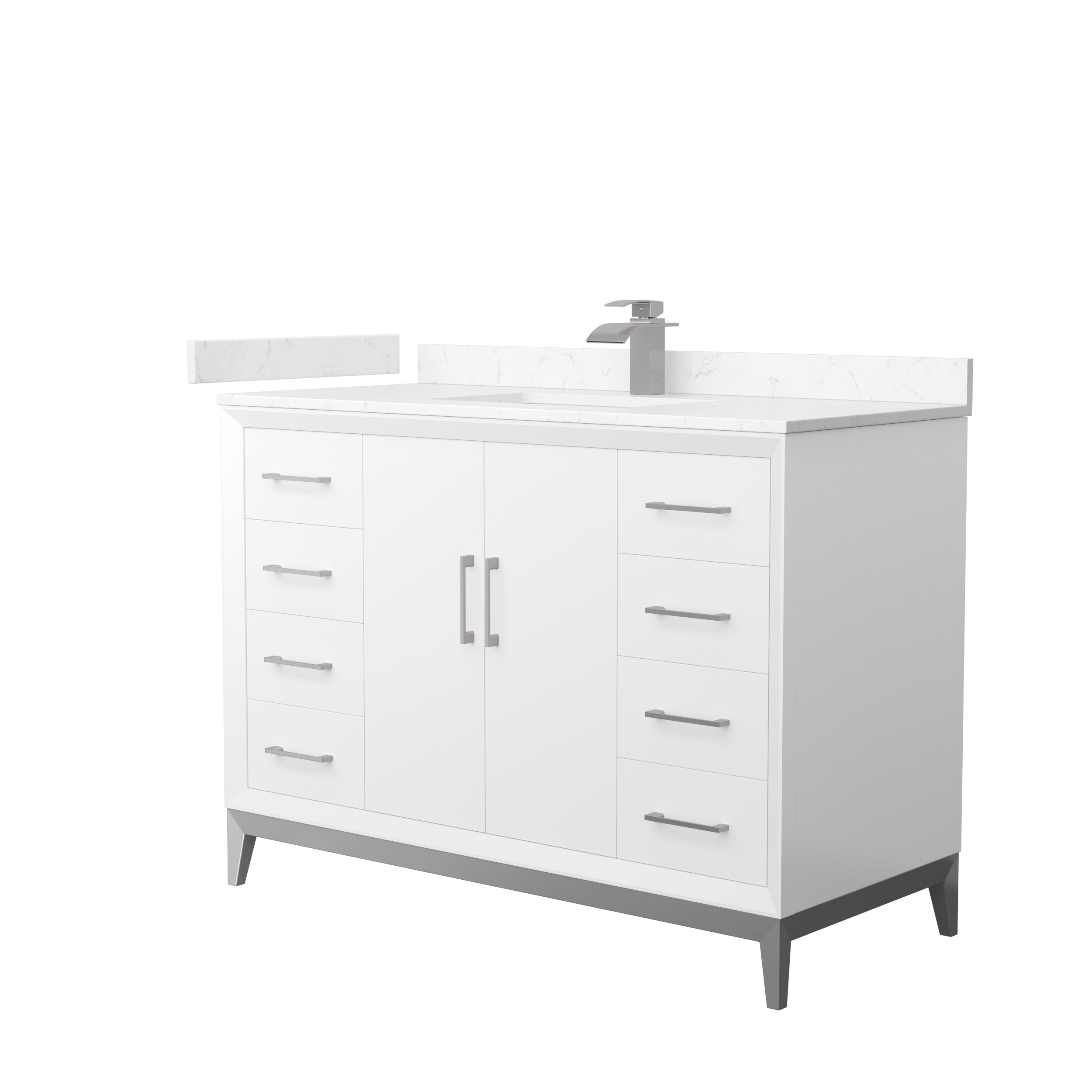 Amici 48" Single Vanity with optional Cultured Marble Counter - White WC-8181-48-SGL-VAN-WHT-