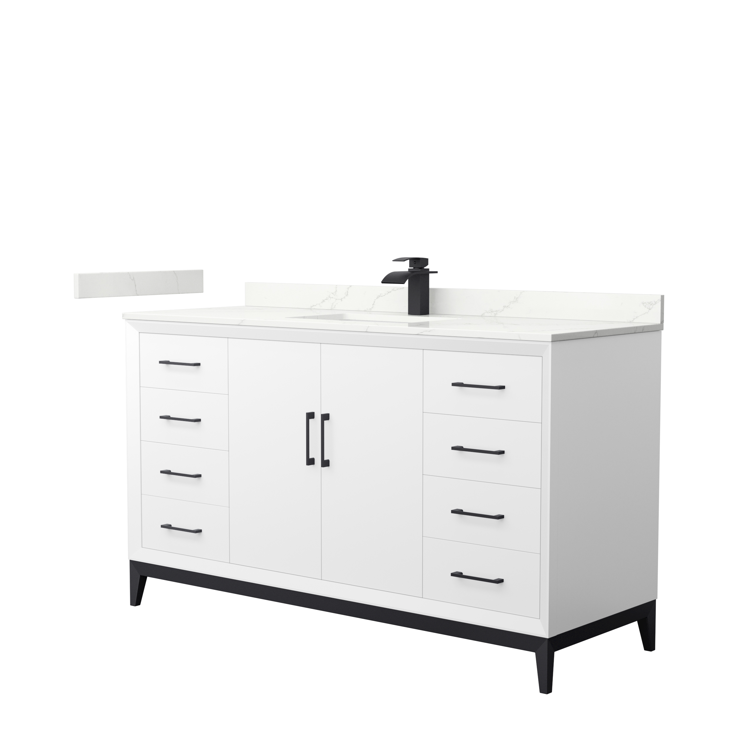 Amici 60" Single Vanity with optional Carrara Marble Counter - White WC-8181-60-SGL-VAN-WHT