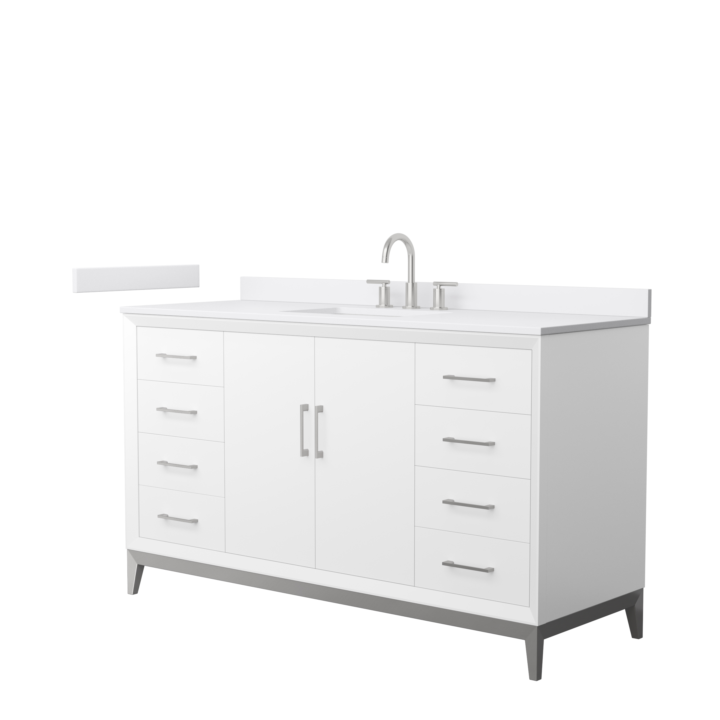 Amici 60" Single Vanity with optional Carrara Marble Counter - White WC-8181-60-SGL-VAN-WHT