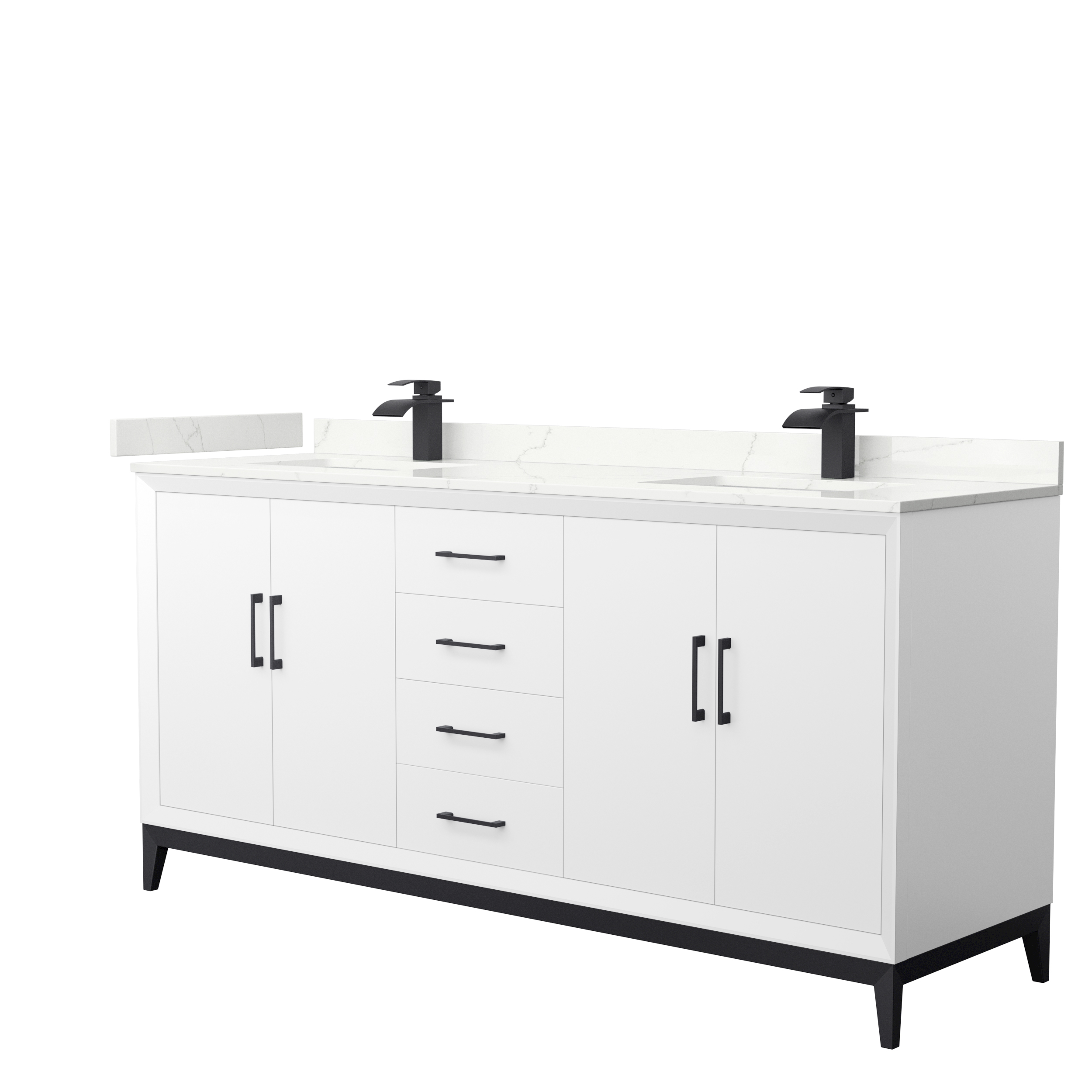 Amici 72" Double Vanity with optional Carrara Marble Counter - White WC-8181-72-DBL-VAN-WHT