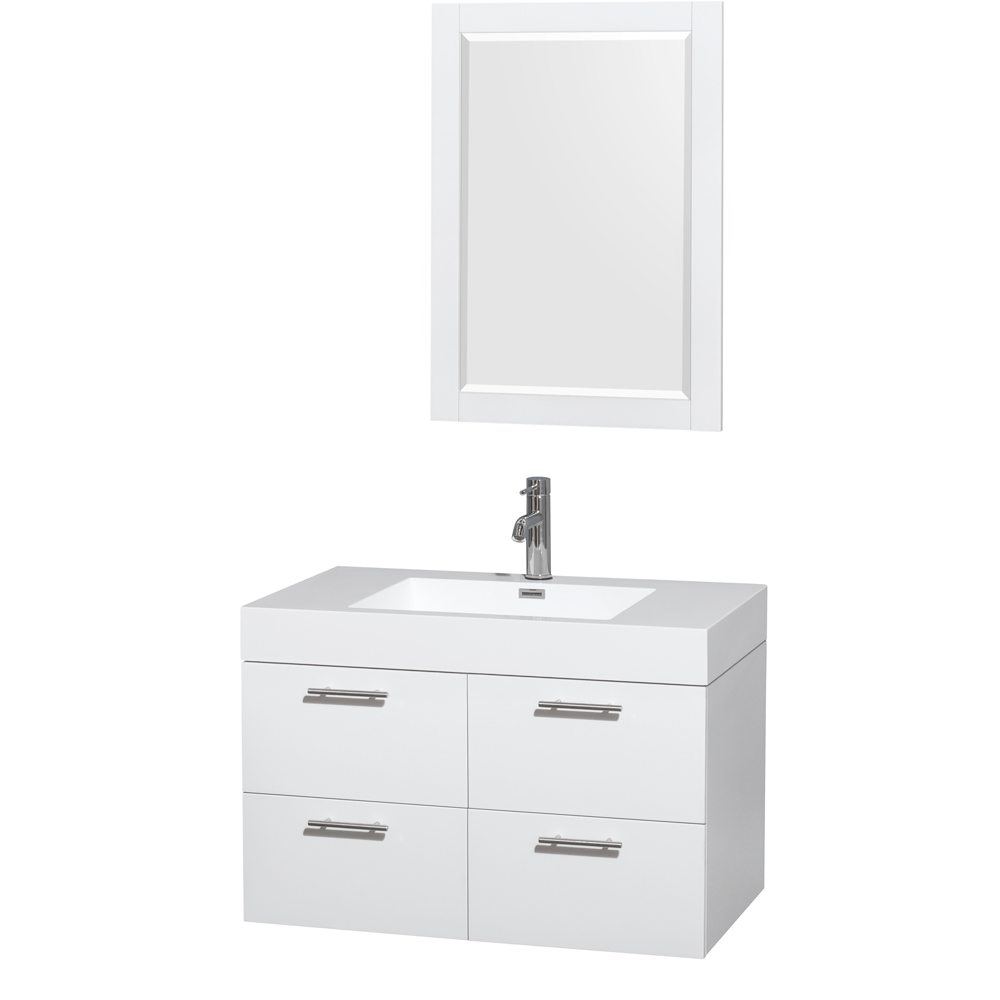 Amare 36 Wall Mounted Bathroom Vanity Set With Integrated Sink