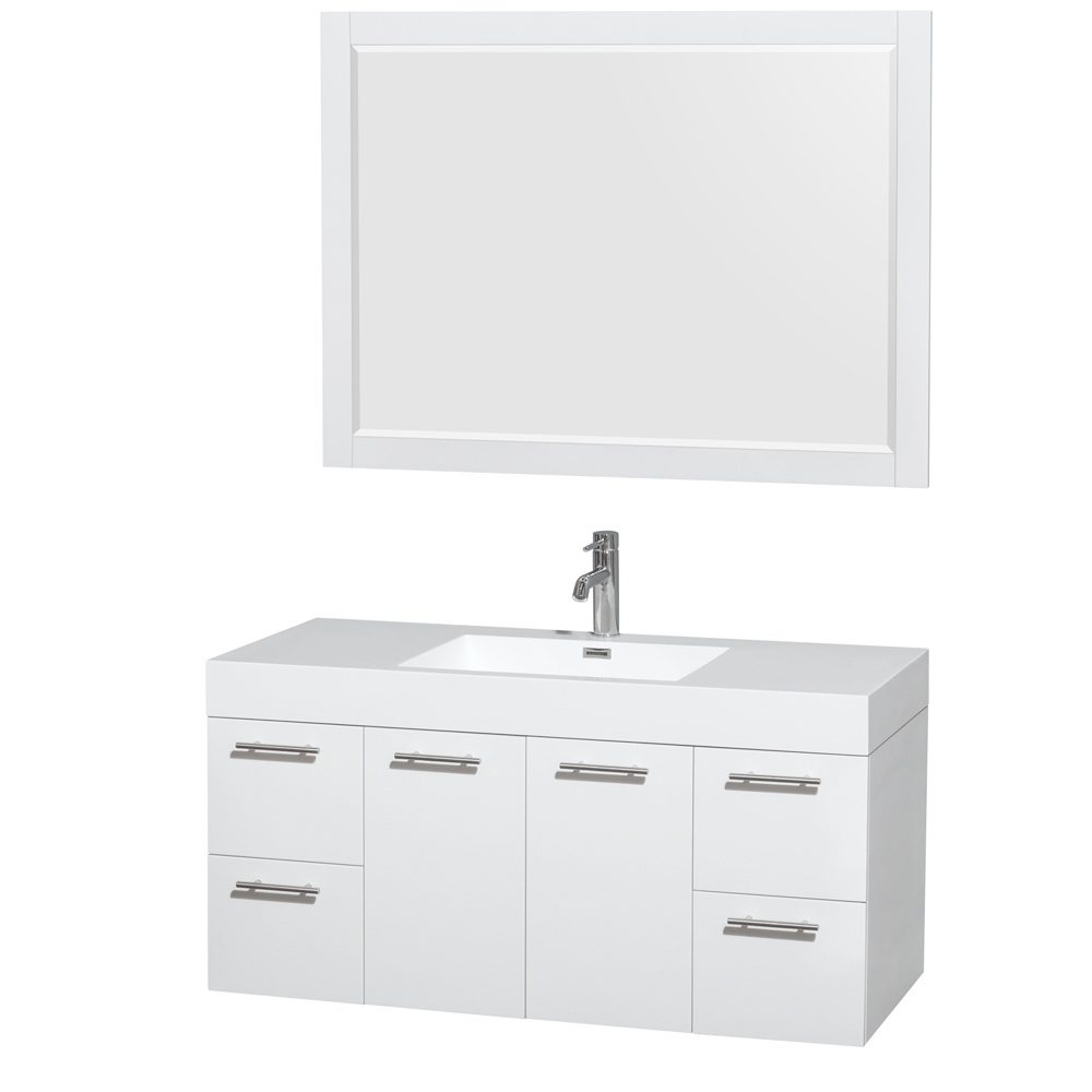 Amare 48 Wall Mounted Bathroom Vanity Set With Integrated Sink
