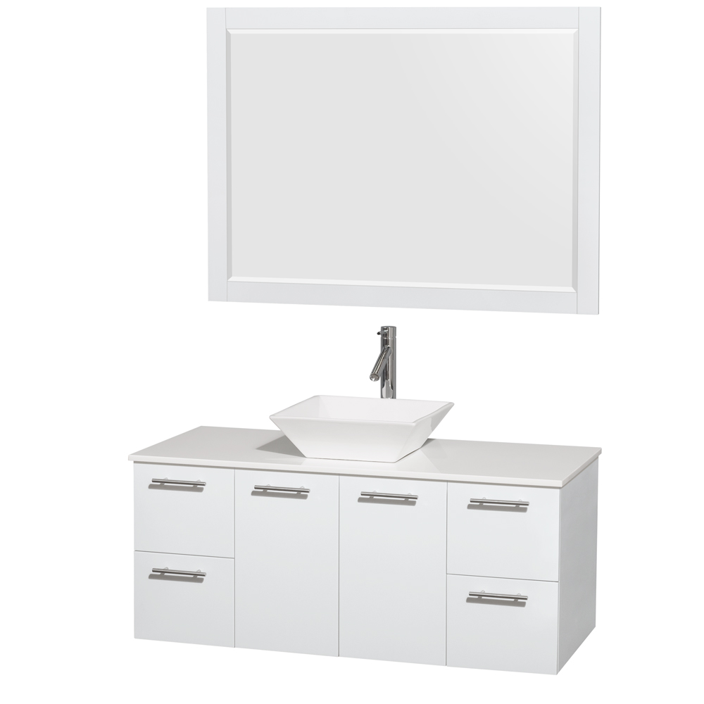 Amare 48 Wall Mounted Bathroom Vanity Set With Vessel Sink