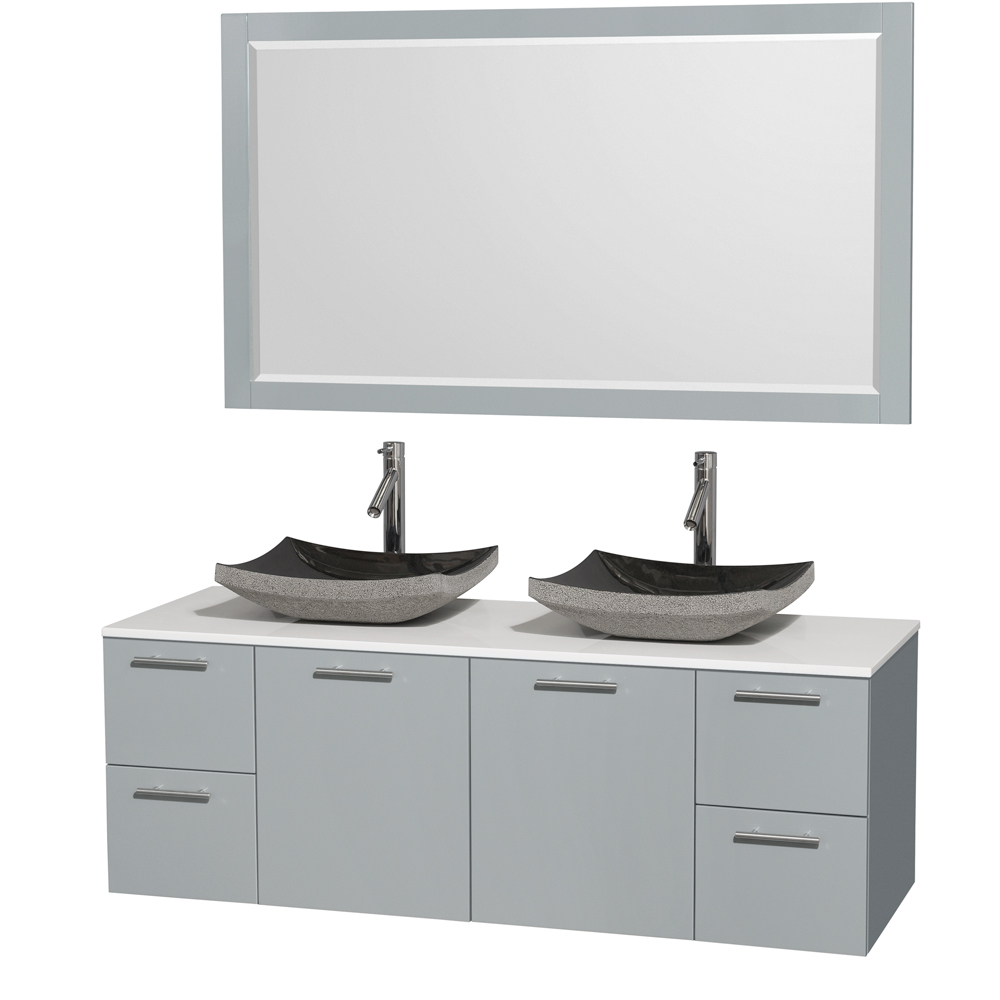 Amare 60 Wall Mounted Double Bathroom Vanity Set With Vessel Sinks Dove Gray Beautiful Bathroom Furniture For Every Home Wyndham Collection