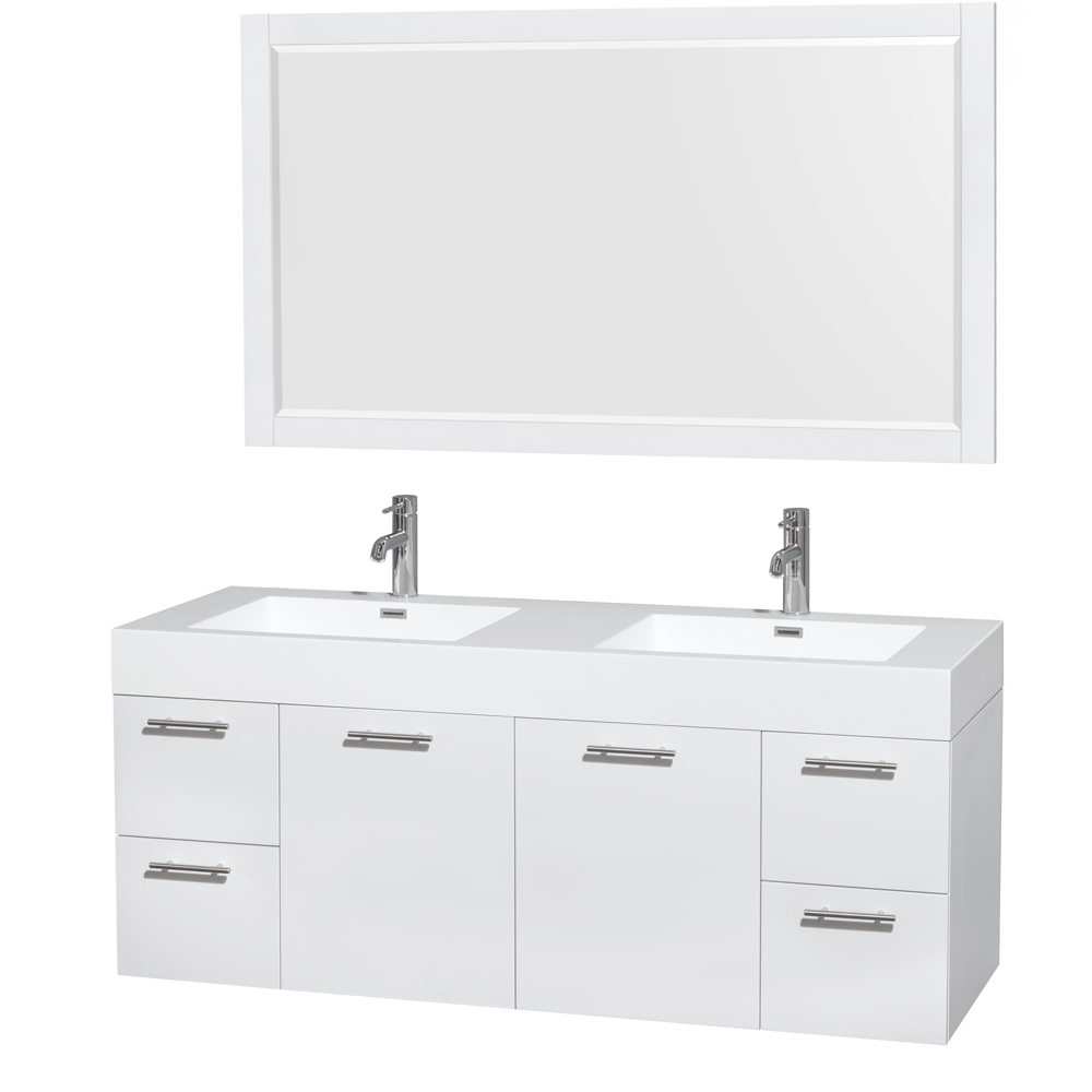 Amare 60 Wall Mounted Double Bathroom Vanity Set With Integrated