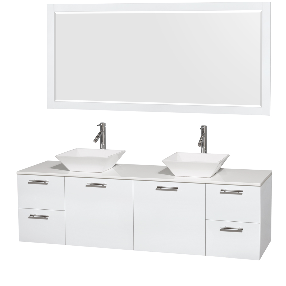 Amare 72 Wall Mounted Double Bathroom Vanity Set With Vessel Sinks Glossy White Beautiful Bathroom Furniture For Every Home Wyndham Collection Amare 72 Wall Mounted Double Bathroom Vanity Set With Vessel Sinks Glossy White Beautiful Bathroom Furniture For Every Home Wyndham Collection