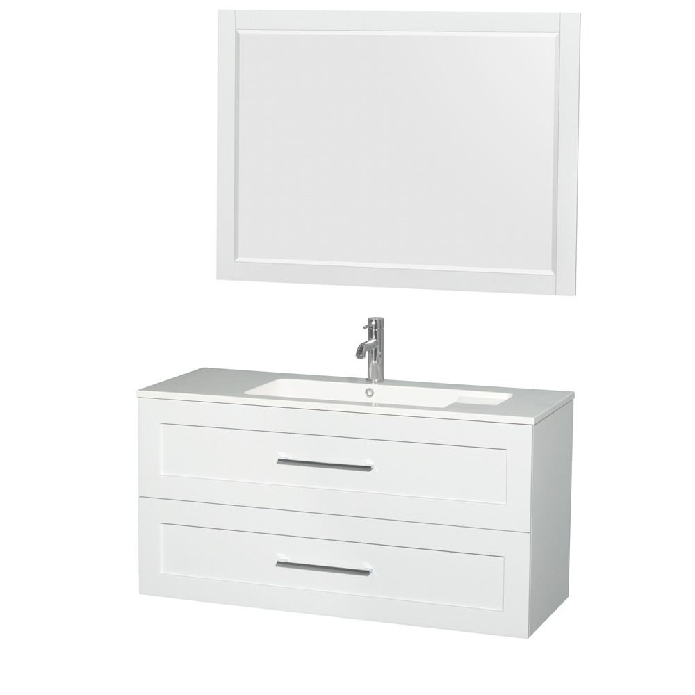 Olivia 48 Wall Mounted Bathroom Vanity Set With Integrated Sink Glossy White Beautiful Bathroom Furniture For Every Home Wyndham Collection