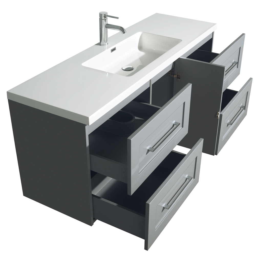 Olivia 60" WallMounted Single Bathroom Vanity Set With Integrated Sink