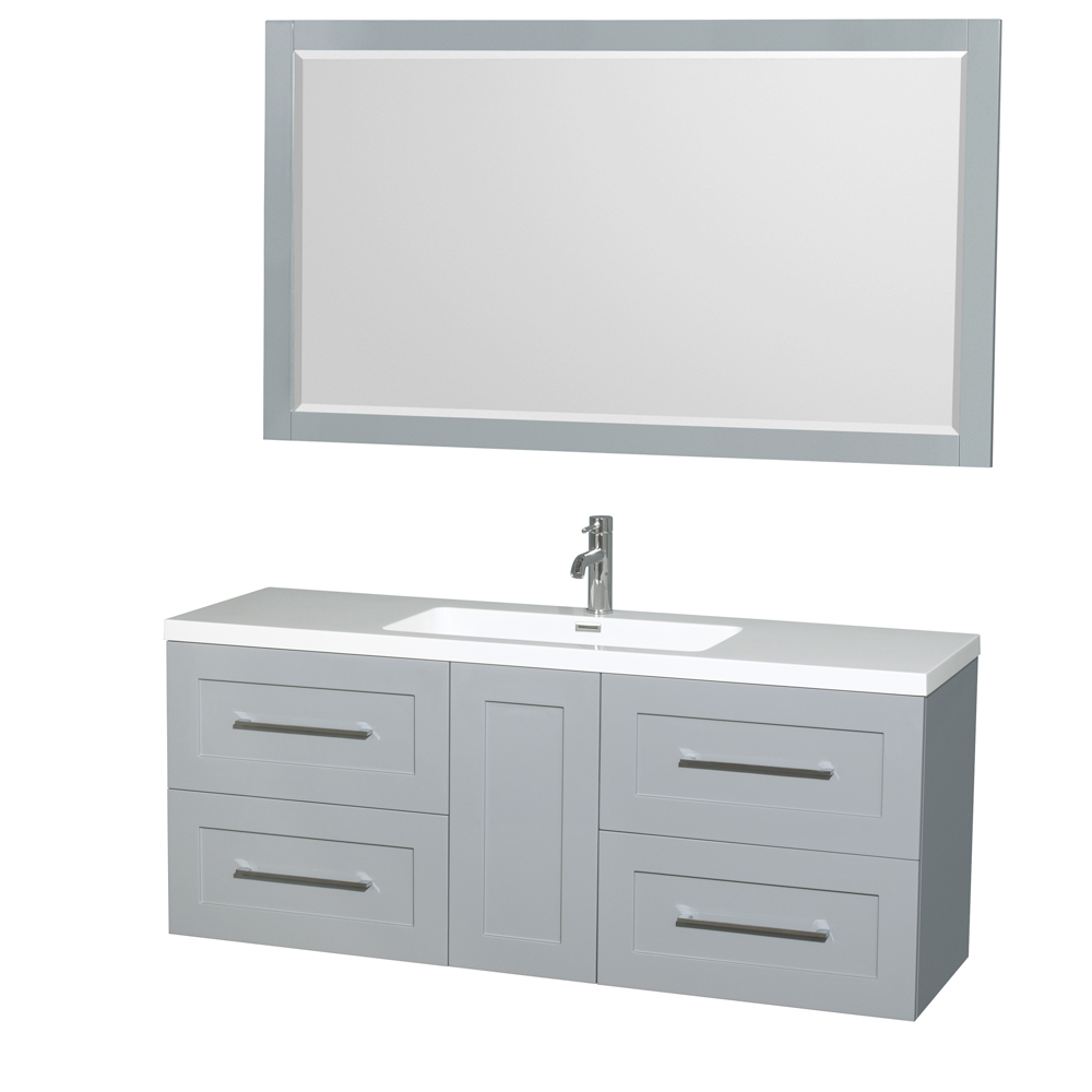 Olivia 60 Wall Mounted Single Bathroom Vanity Set With Integrated