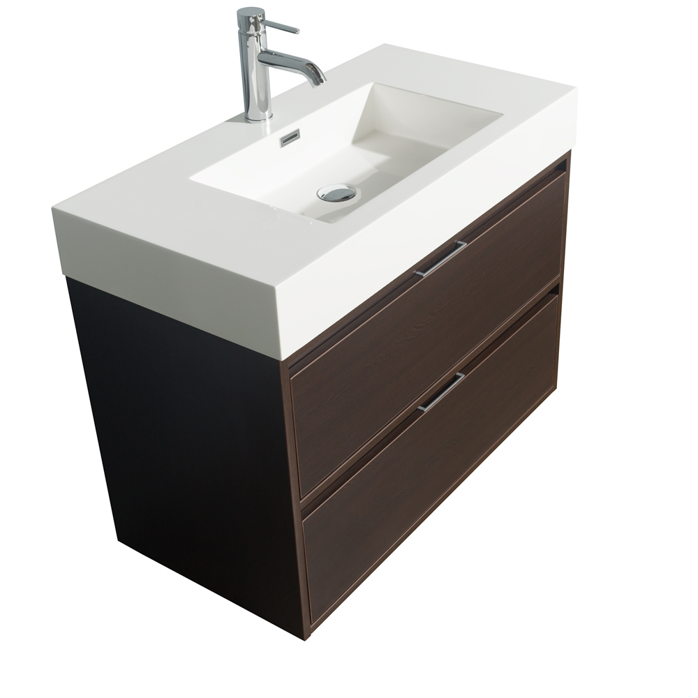 Daniella 36 Wall Mounted Bathroom Vanity Set With Integrated Sink