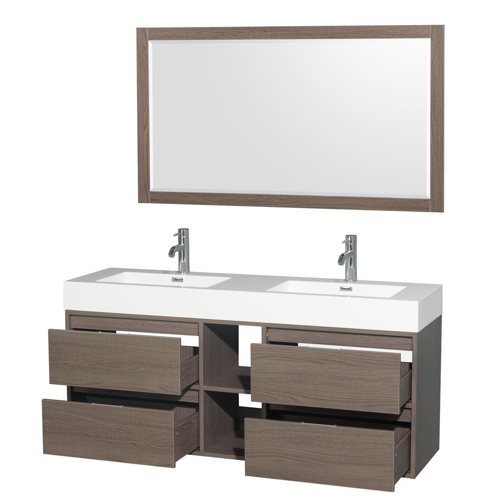 Daniella 60" Wall-Mounted Double Bathroom Vanity Set With ...
