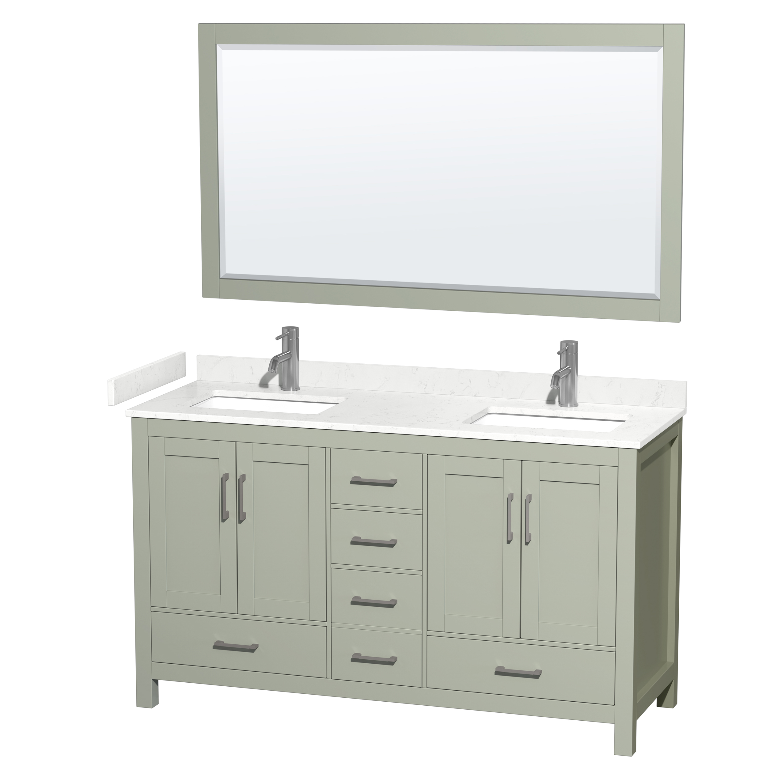 Sheffield 60" Double Bathroom Vanity - Light Green WC-1414-60-DBL-VAN-LGN