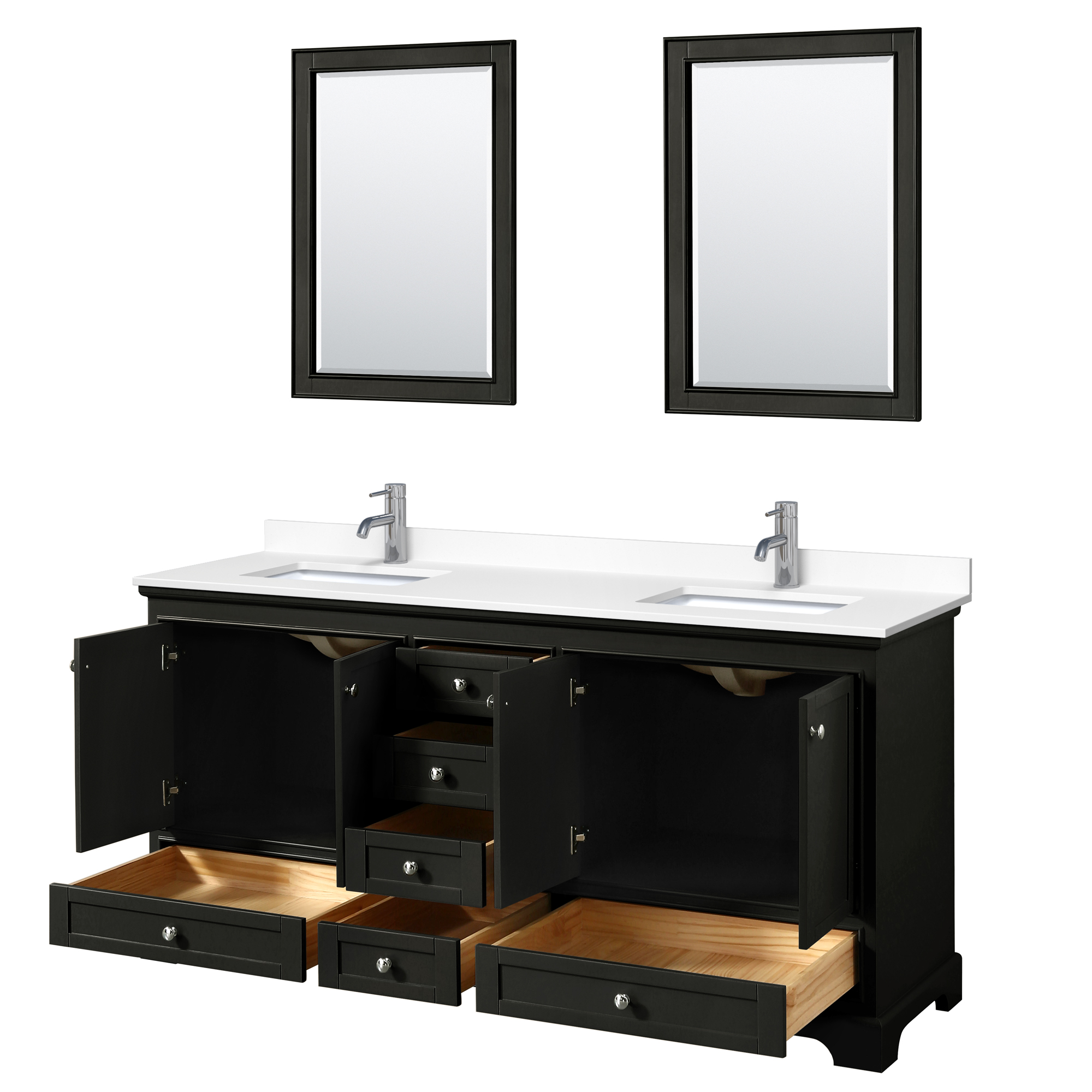 and 24 inch Mirrors Wyndham Collection Deborah 72 inch Double Bathroom Vanity in White No Countertop No Sinks 