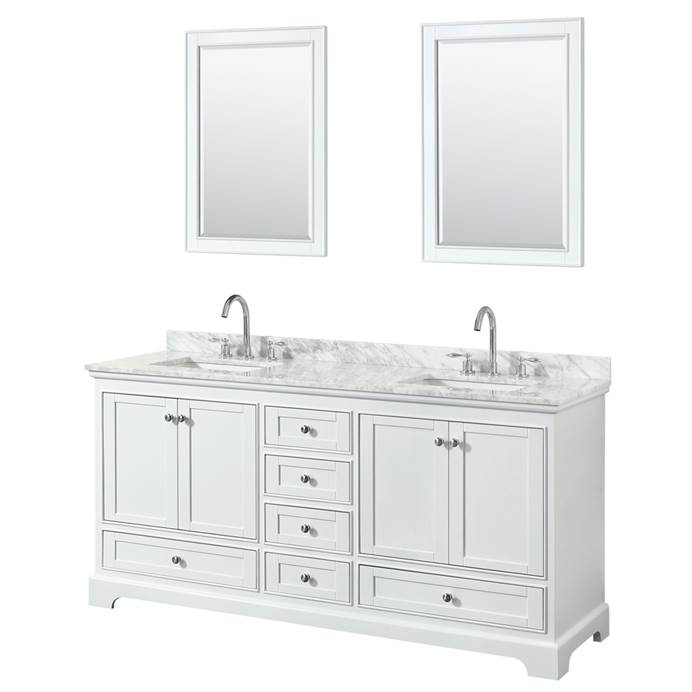 Deborah 72" Double Bathroom Vanity - White WC-2020-72-DBL-VAN-WHT