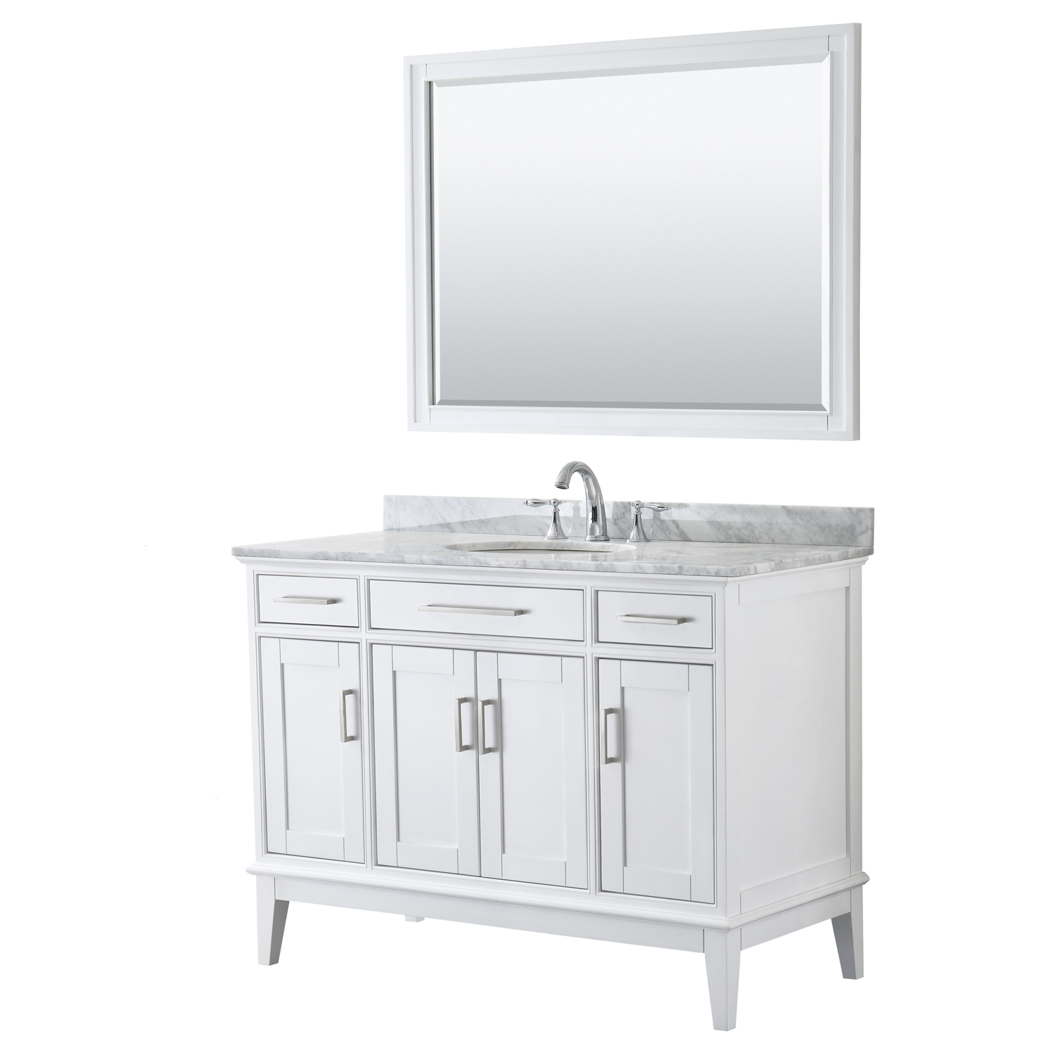 Wyndham Collection Margate 60-in White Double Sink Bathroom Vanity with White Marble Top (Mirror Included)