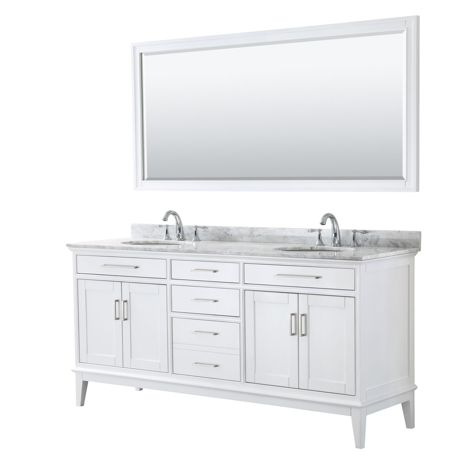 Wyndham Collection Margate 72-in White Bathroom Vanity Cabinet (Mirror Included)