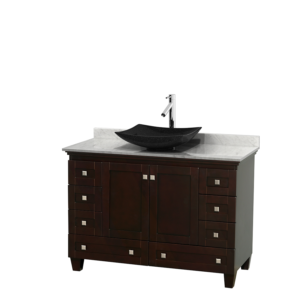 Wyndham Collection Acclaim 48-in White Single Sink Bathroom Vanity with White Carrera Natural Marble Top (Mirror Included)